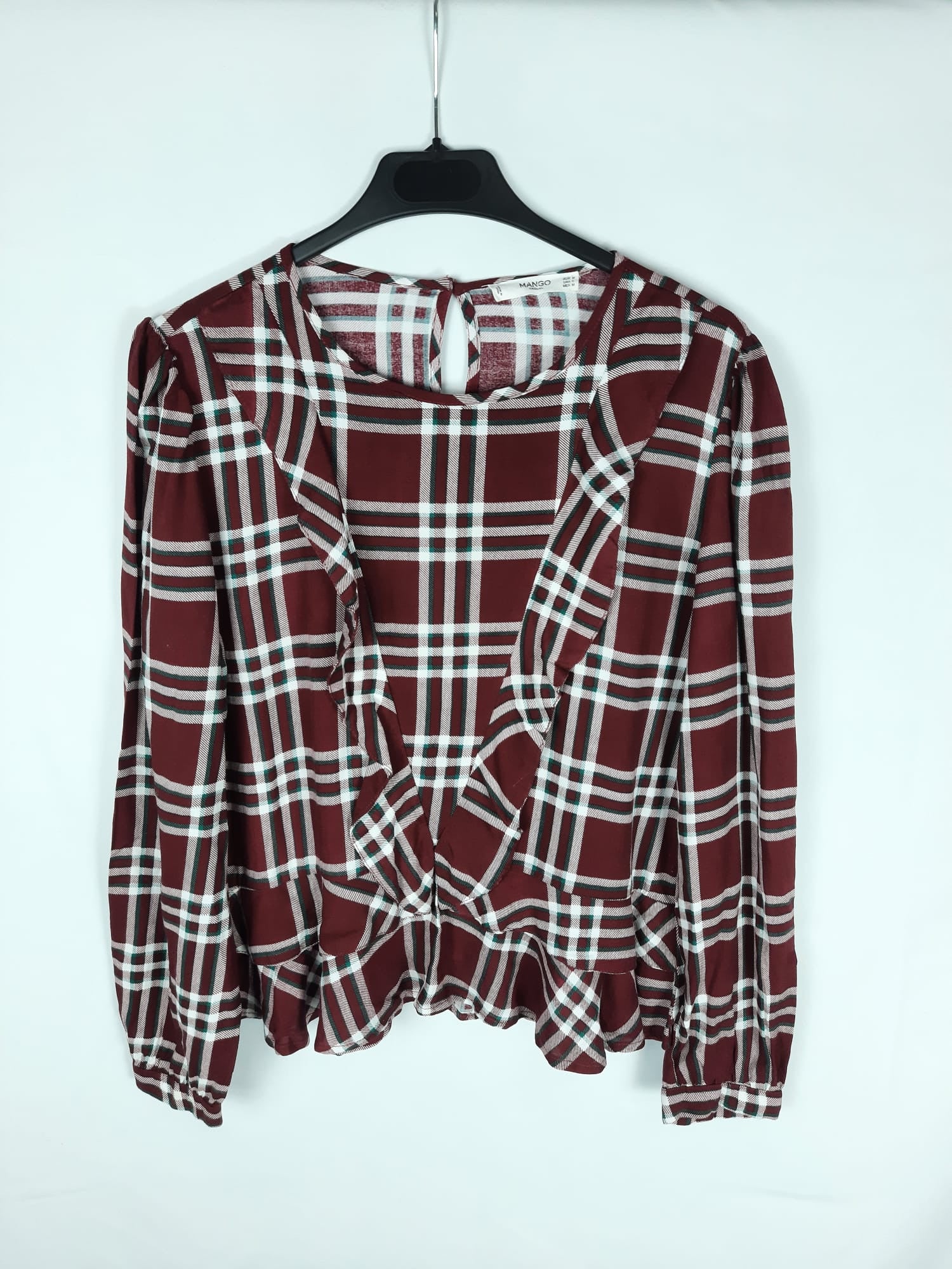 MANGO. Blusa cuadros T.m