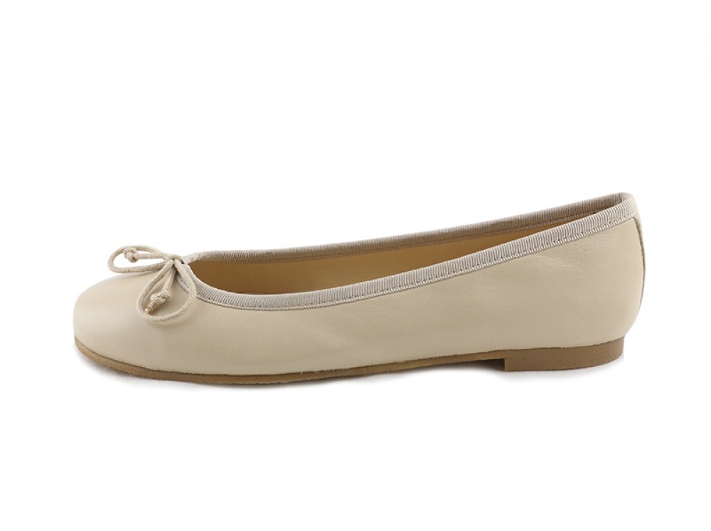 Bailarina piel beige tostado con lazo Jeromín