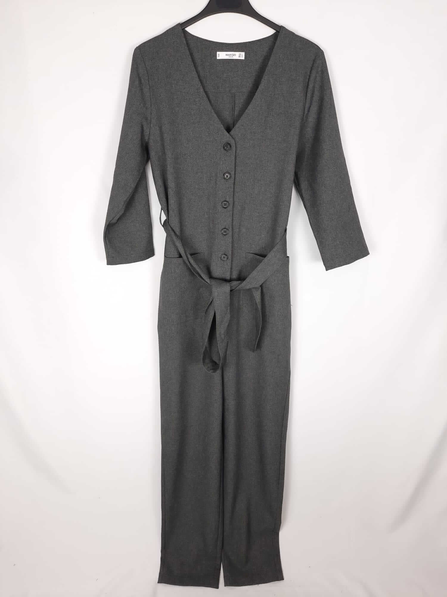 MANGO. Mono largo gris jaspeado T. s