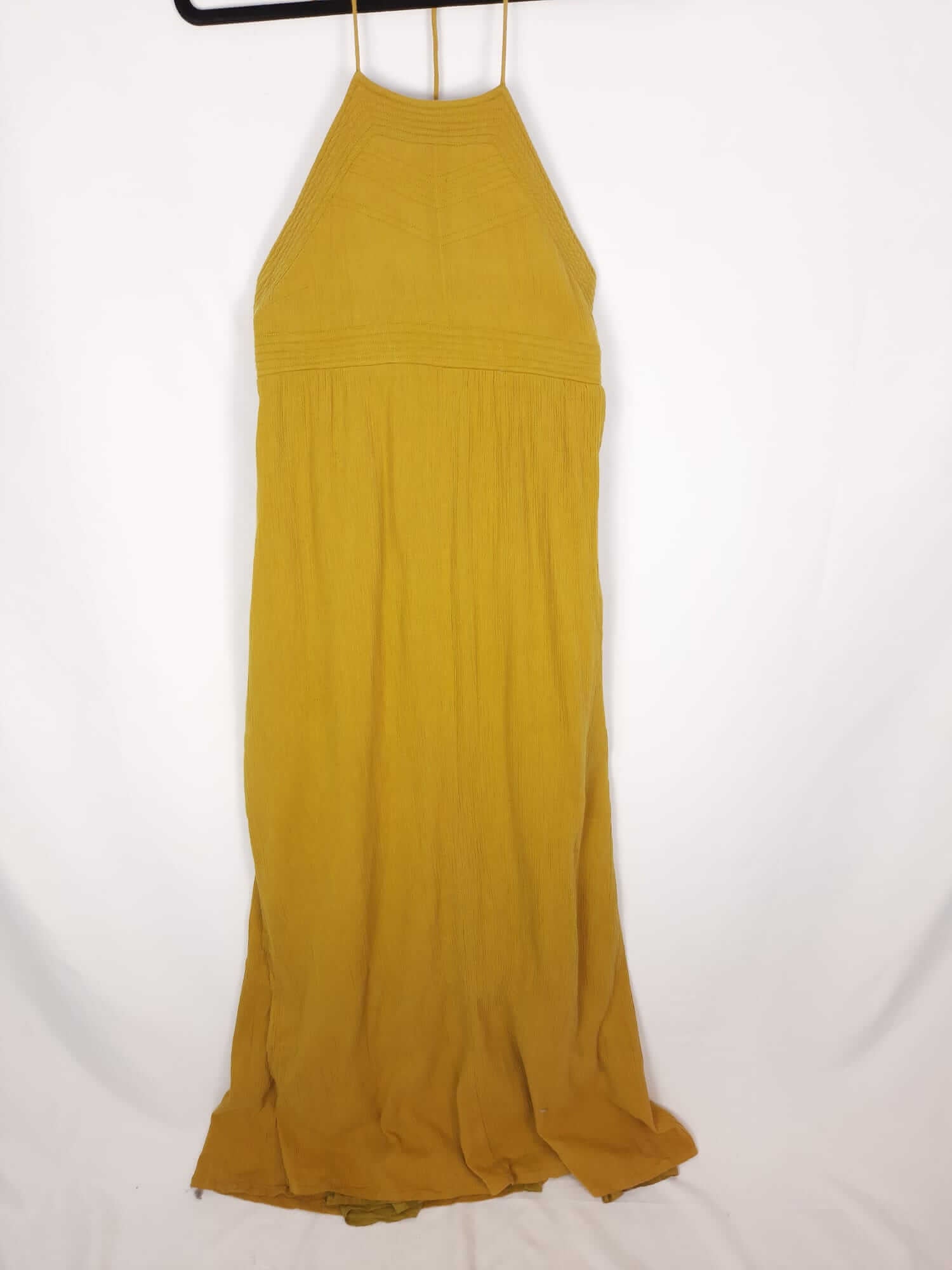 NICOLI. Vestido largo asimétrico mostaza T.s