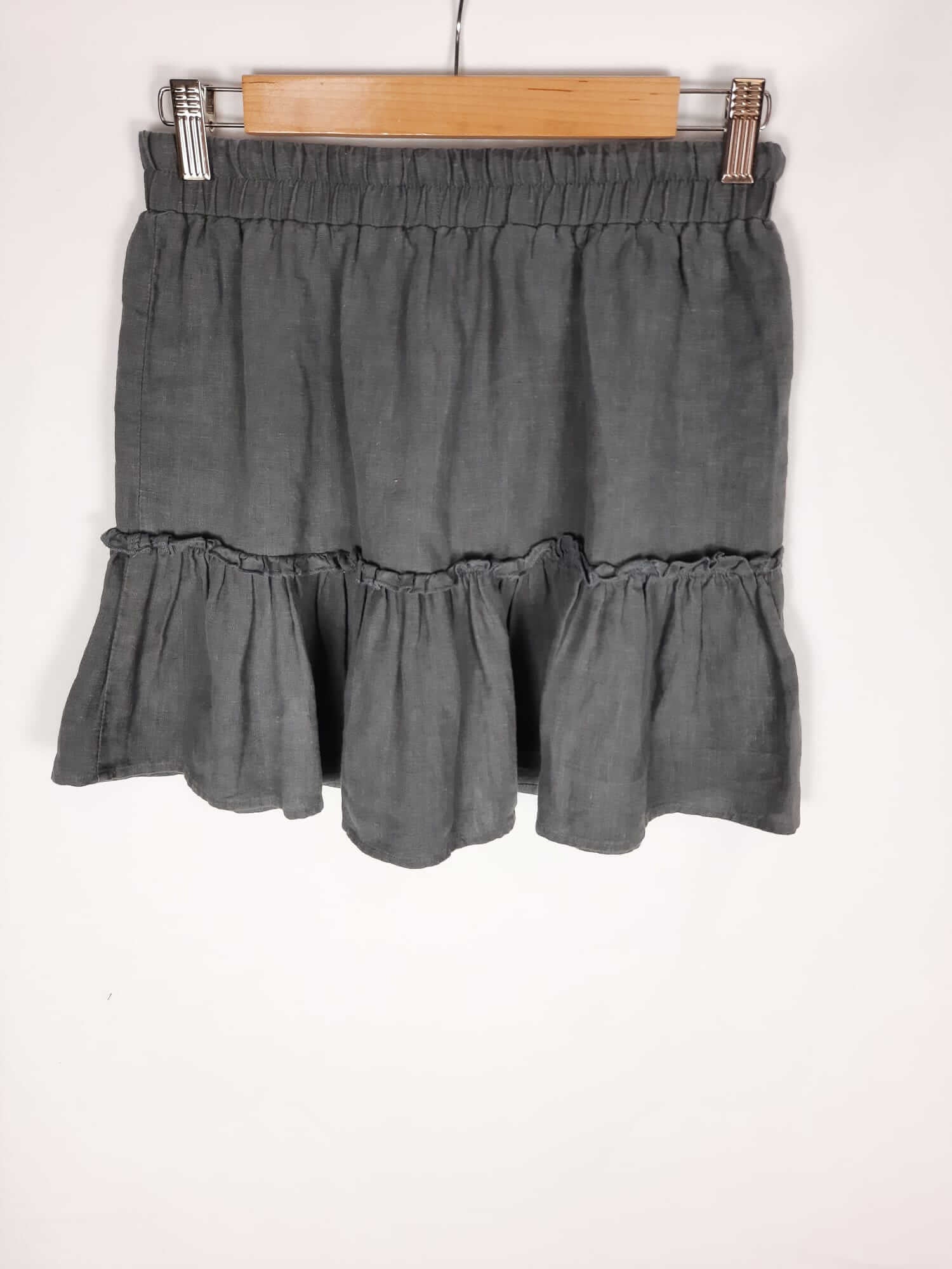 NUNUI. Falda corta lino gris T.s