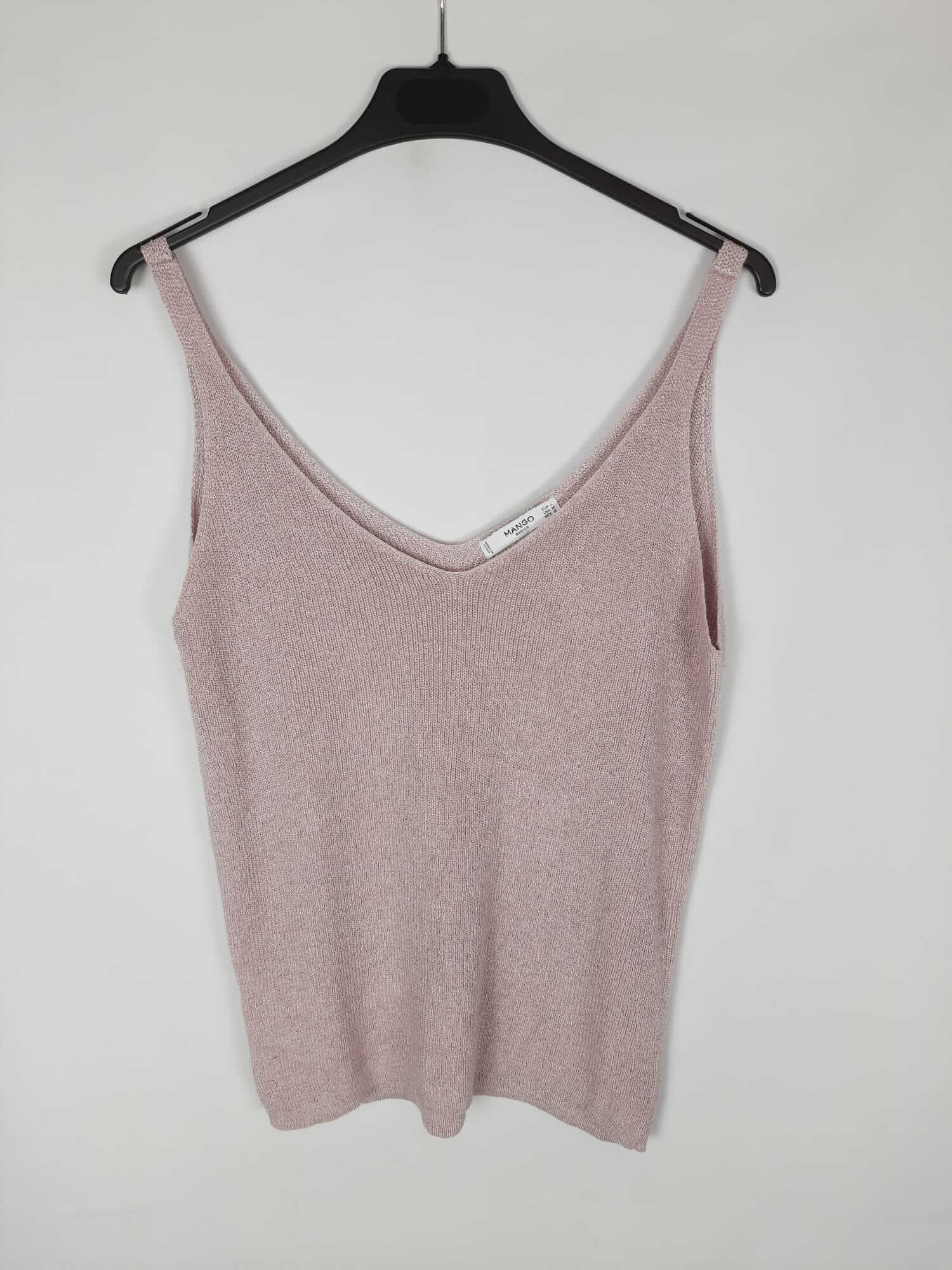 MANGO. Top rosa tirantes hilos plateados T.l