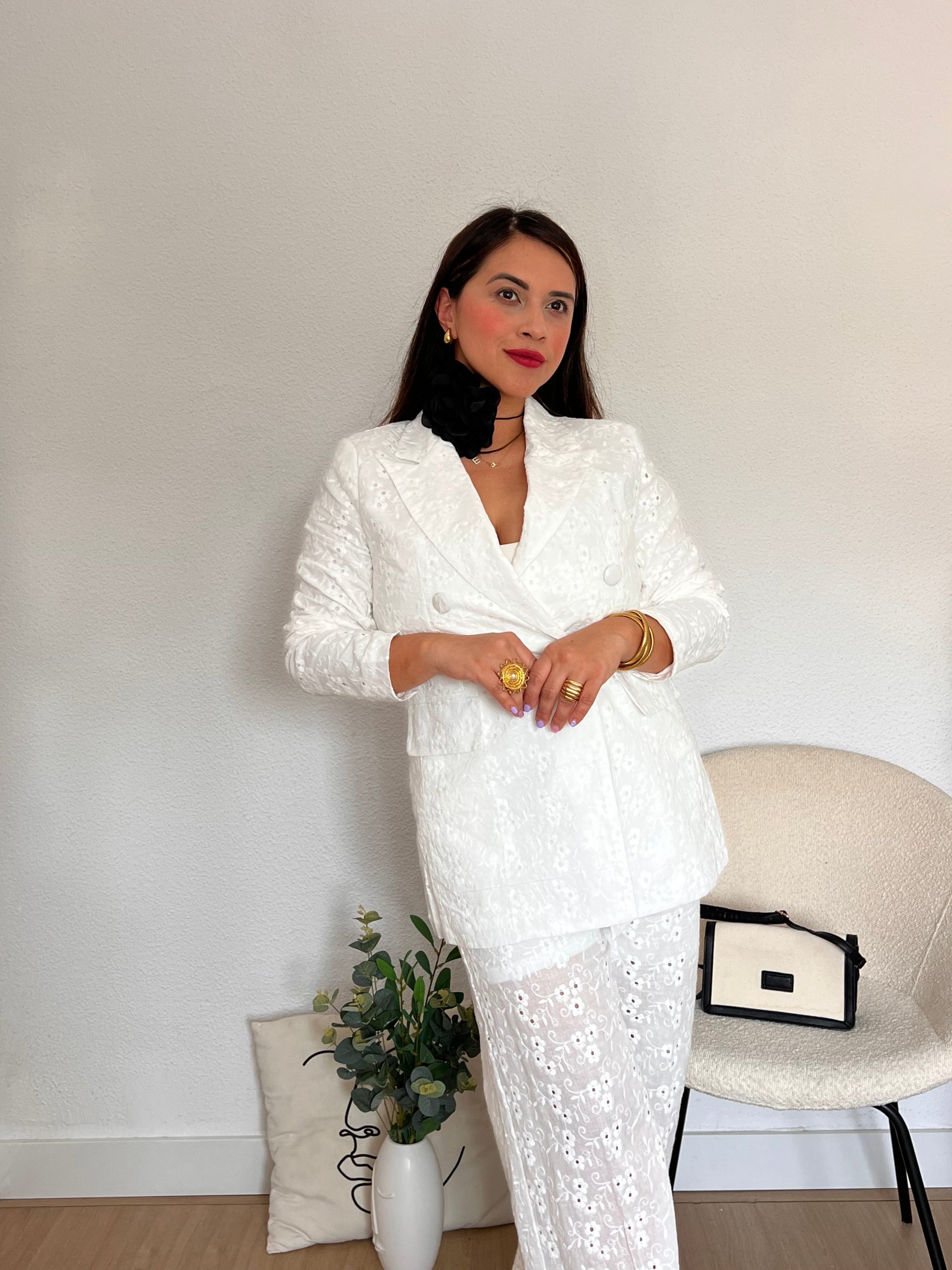 Blazer bordado blanco