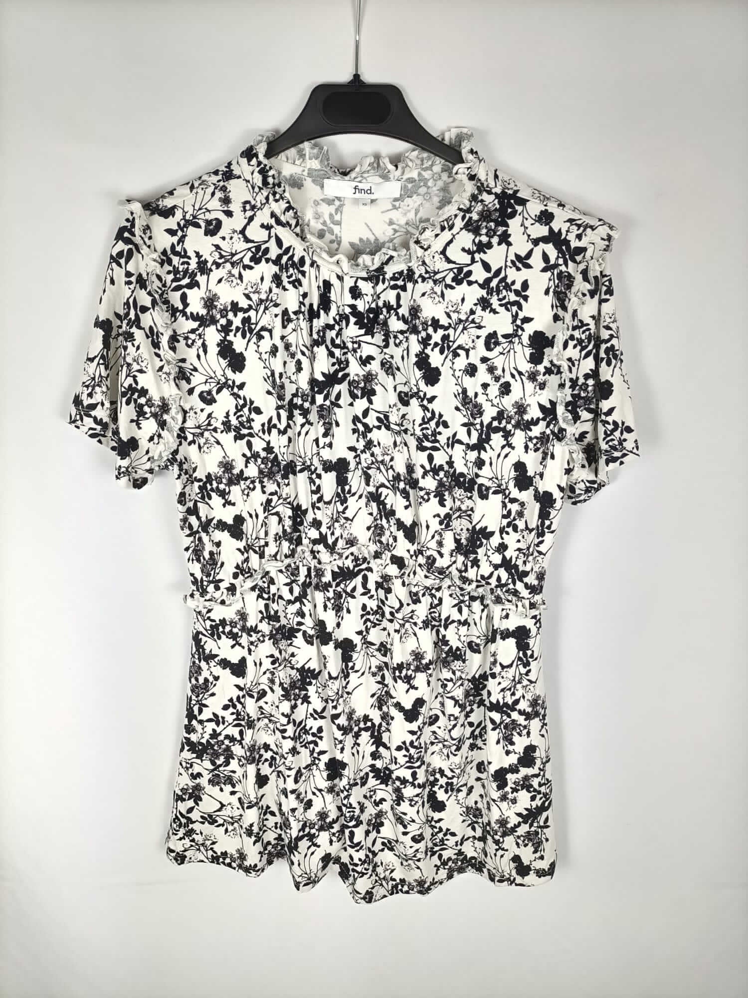 FIND. Vestido blanca estampado de flores en negro T. xs