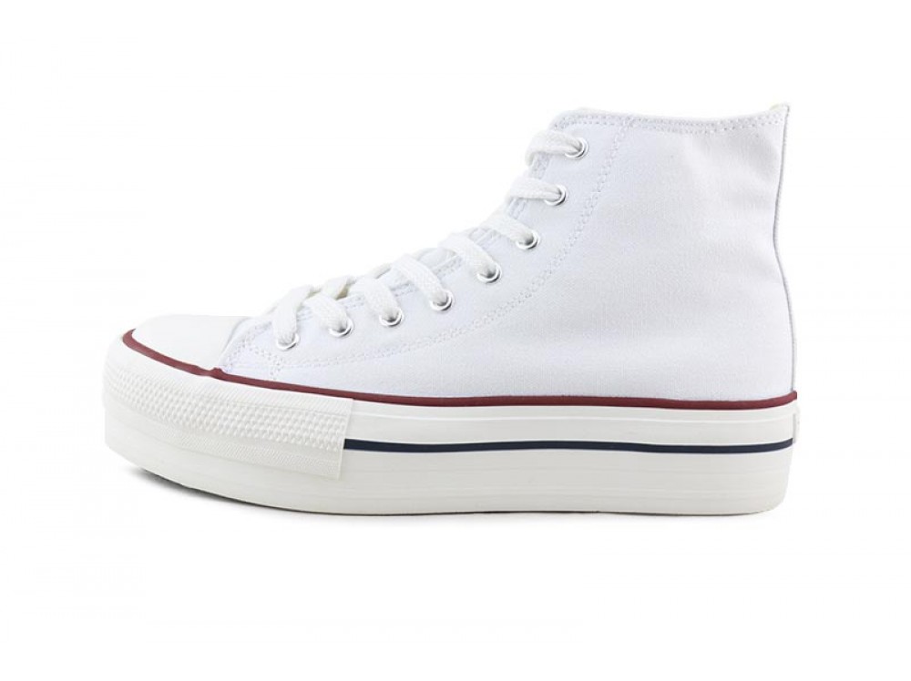 Bota de lona color blanco con plataforma Victoria