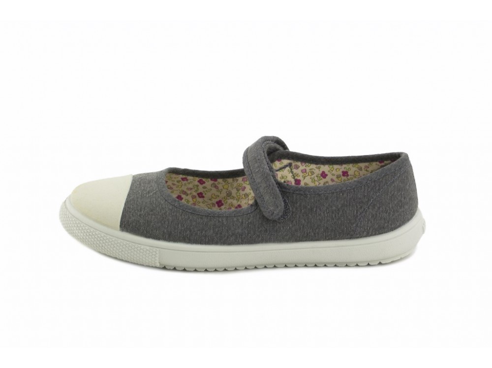 Merceditas lona gris con velcro Vul-Ladi
