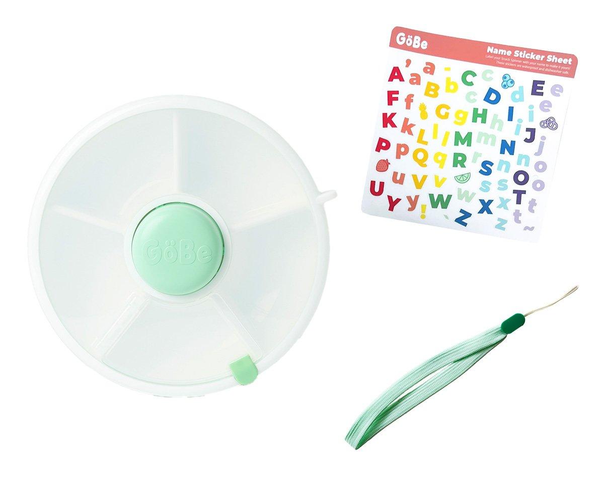 Caja Almuerzo Snack Spinner Flip, Correa de Mano y Hoja de Pegatinas Mint Green - GöBe