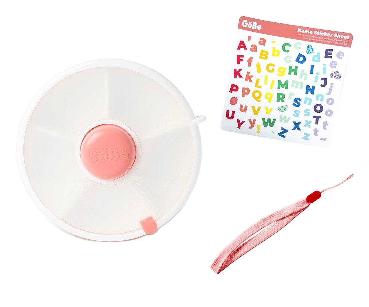 Caja Almuerzo Snack Spinner Flip, Correa de Mano y Hoja de Pegatinas Coral Pink - GöBe