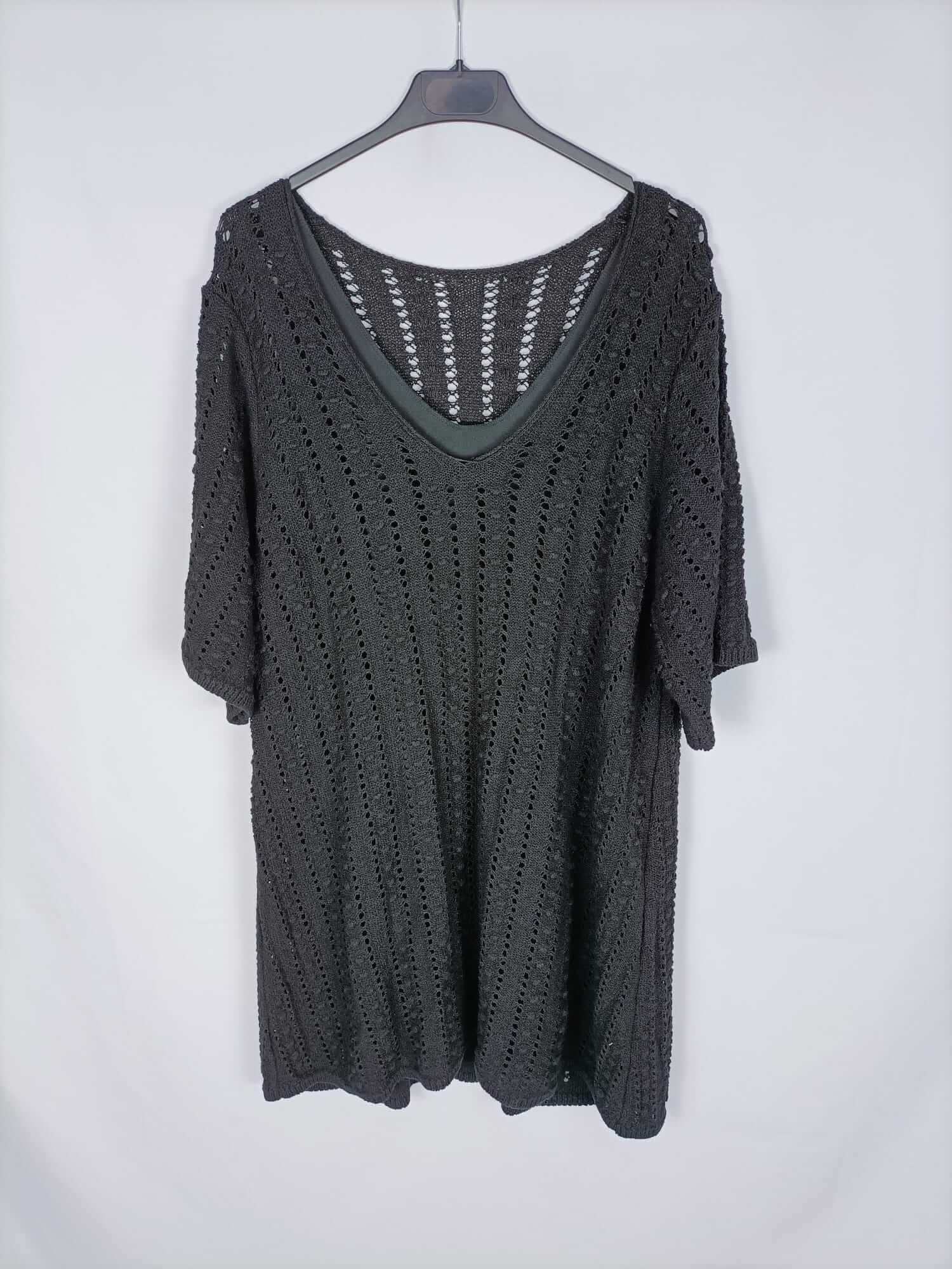 OTRAS. Vestido corto negro croche T.u (m)