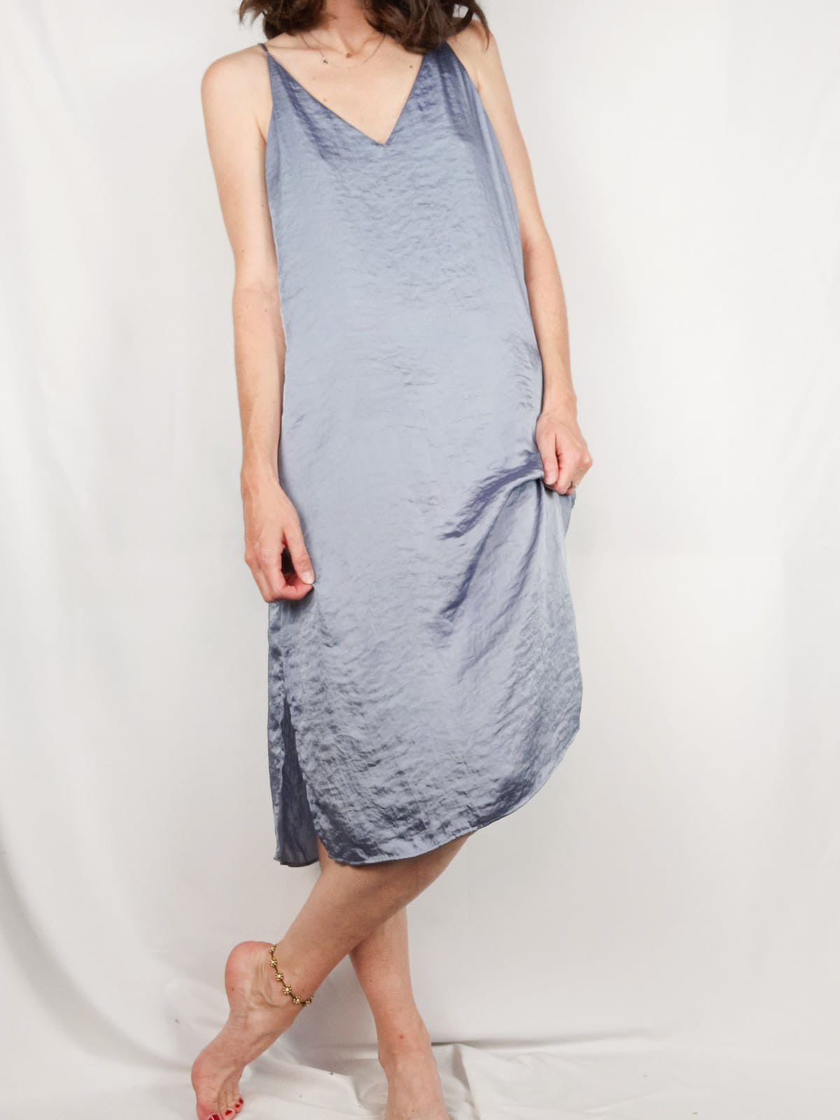 OYSHO.Vestido midi lencero T.s