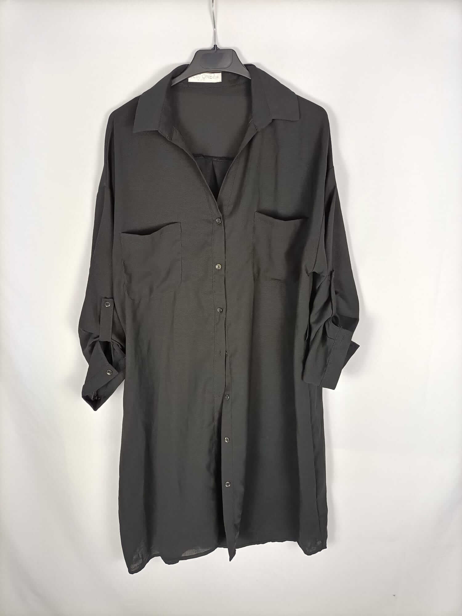 JUST ONE. Vestido negro camisero T.xl/xxl