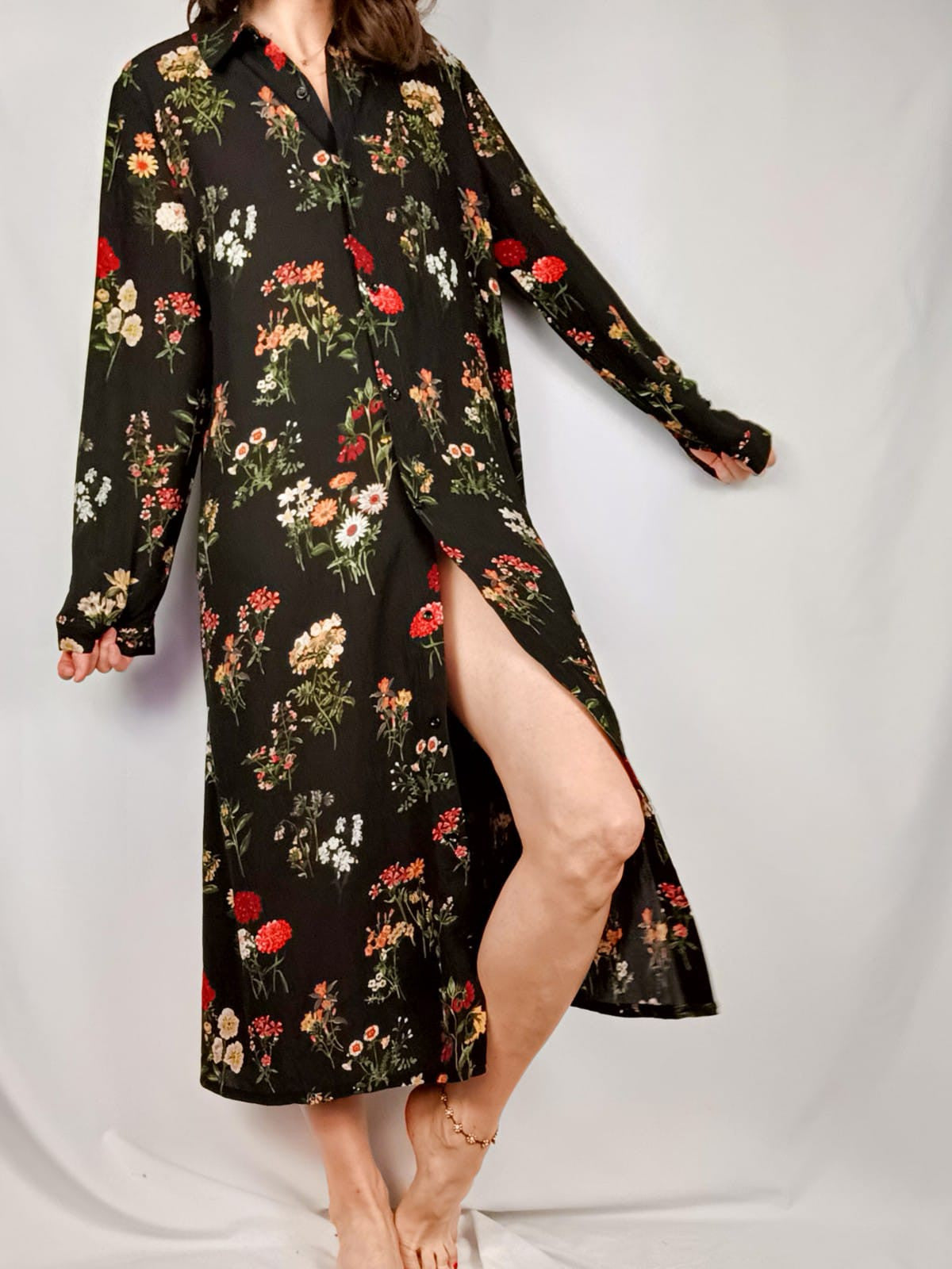 MULAYA. Vestido camisero flores T.s