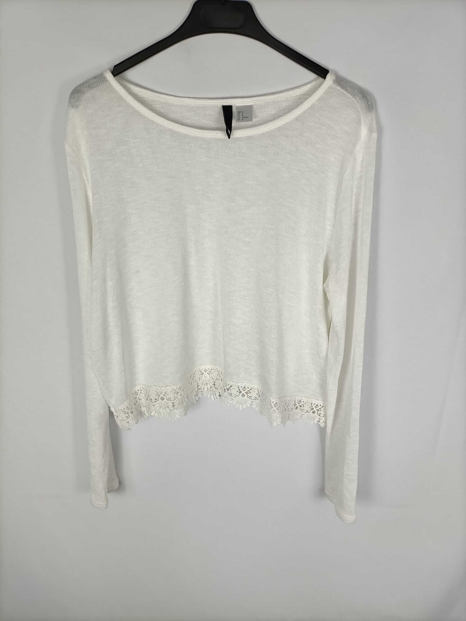 H&M.Top punto blanco manga larga T.m