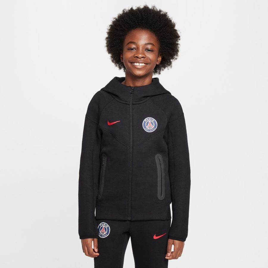 Paris Saint Germain Sudadera con capucha NSW Tech Fleece FZ GX - Negro/Rojo universitario Niños