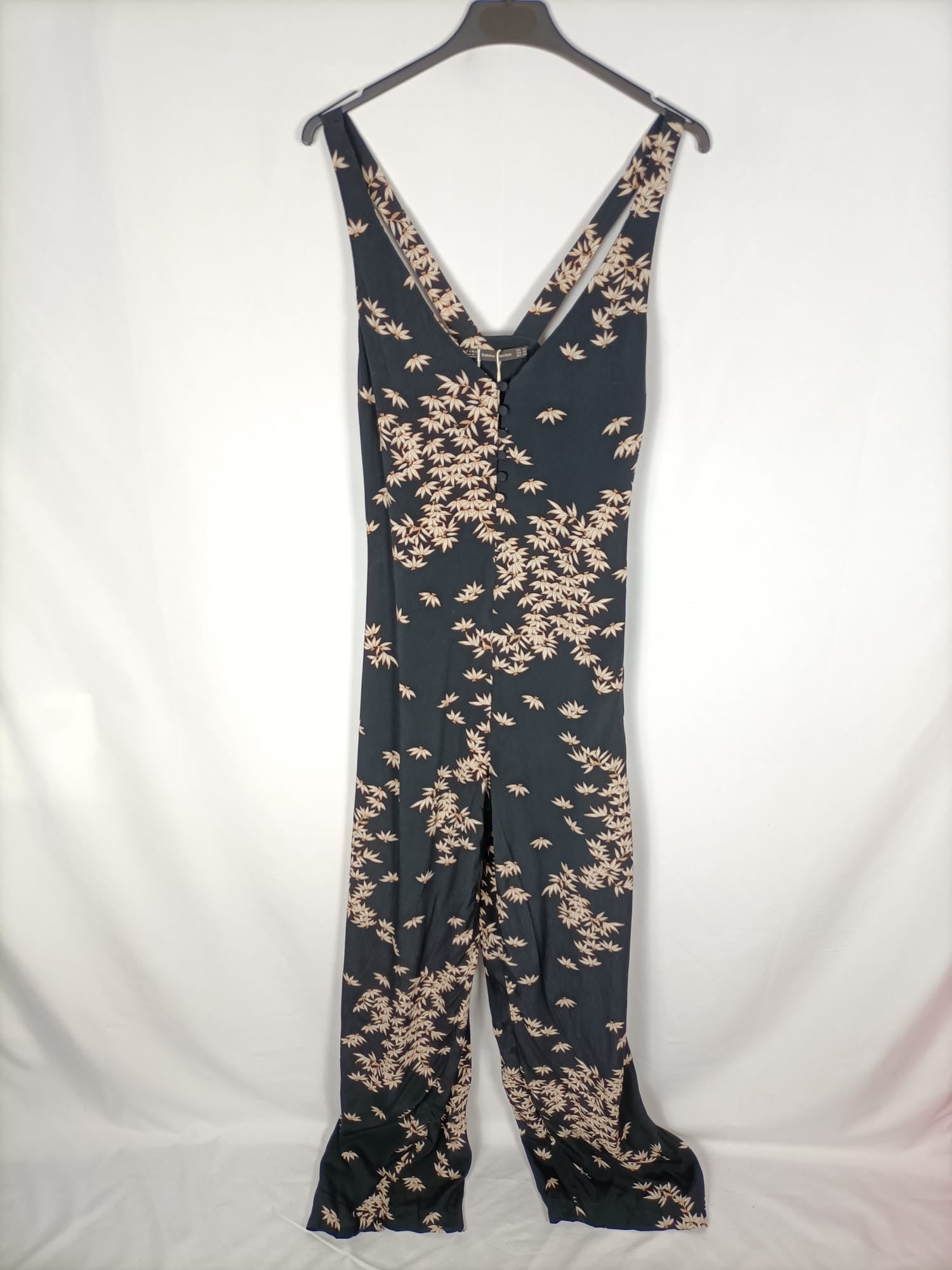 ZARA. Mono largo estampado de hojas T.xs