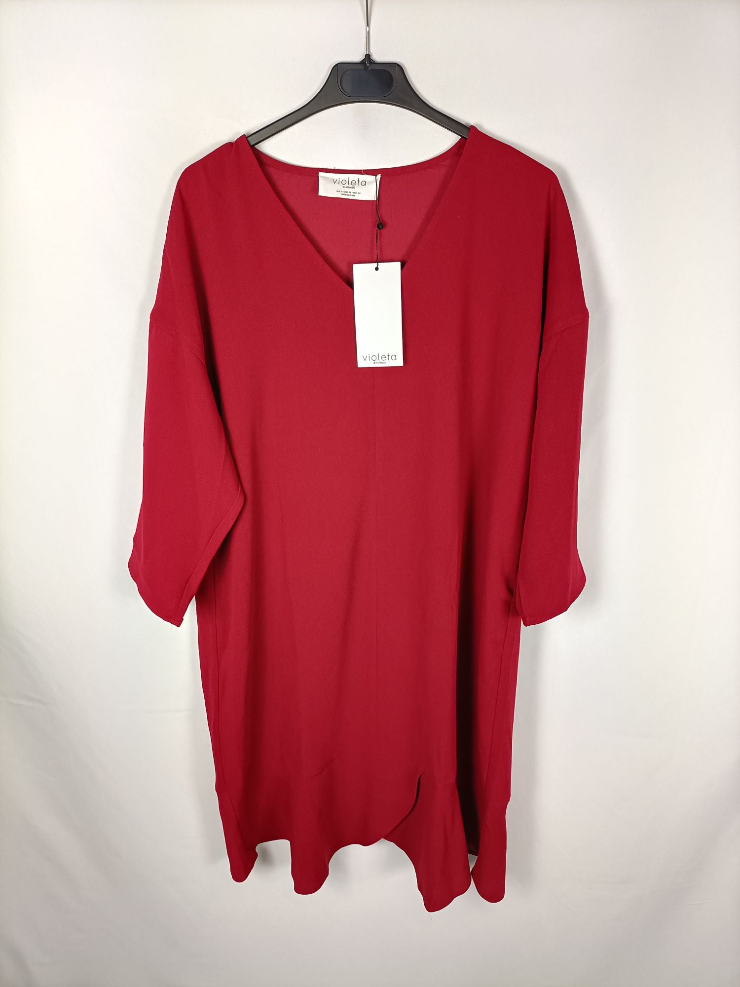 VIOLETA BY MANGO. Vestido burdeos T.s