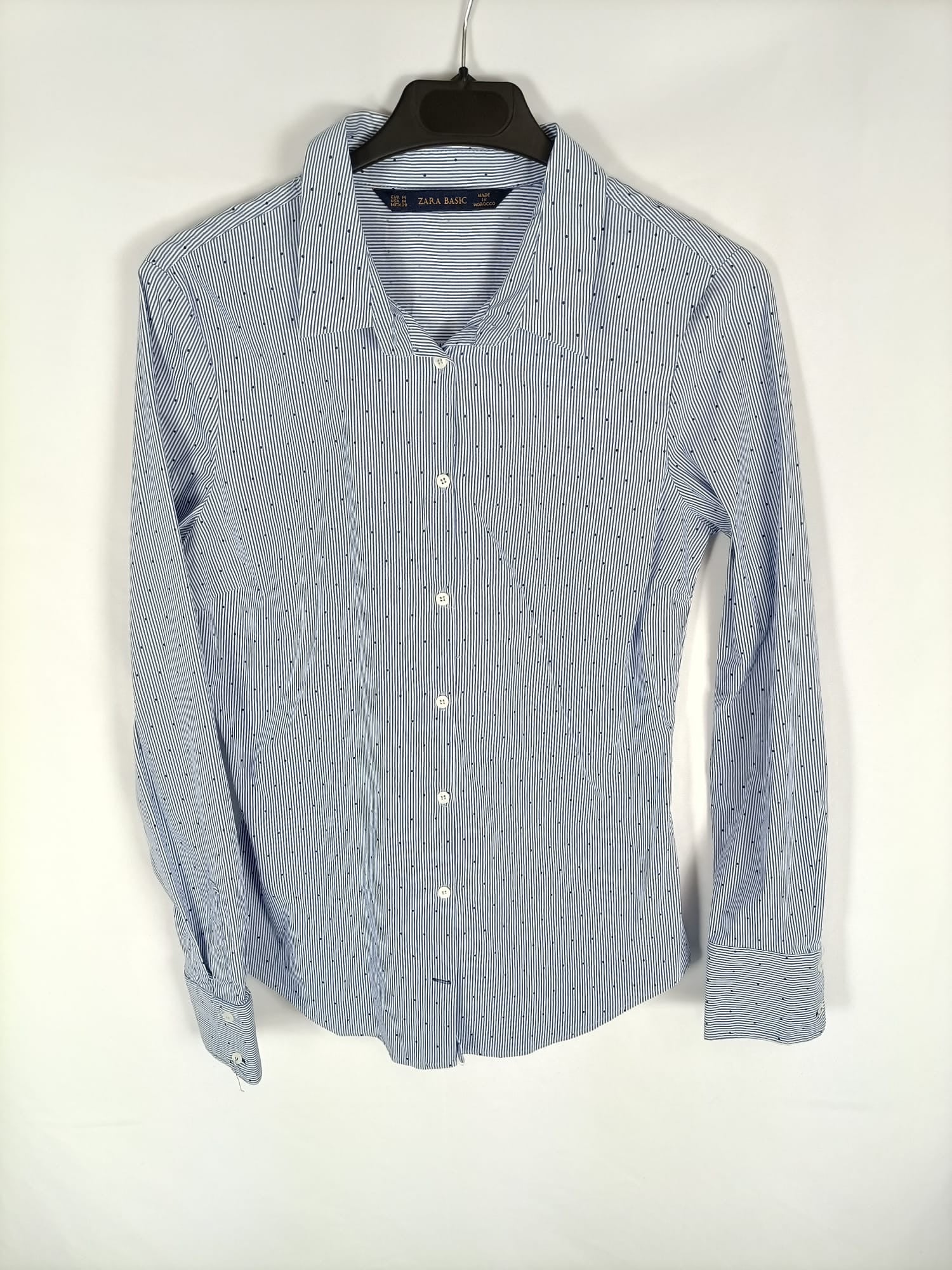 ZARA.Camisa azul rayas y lunares T.m