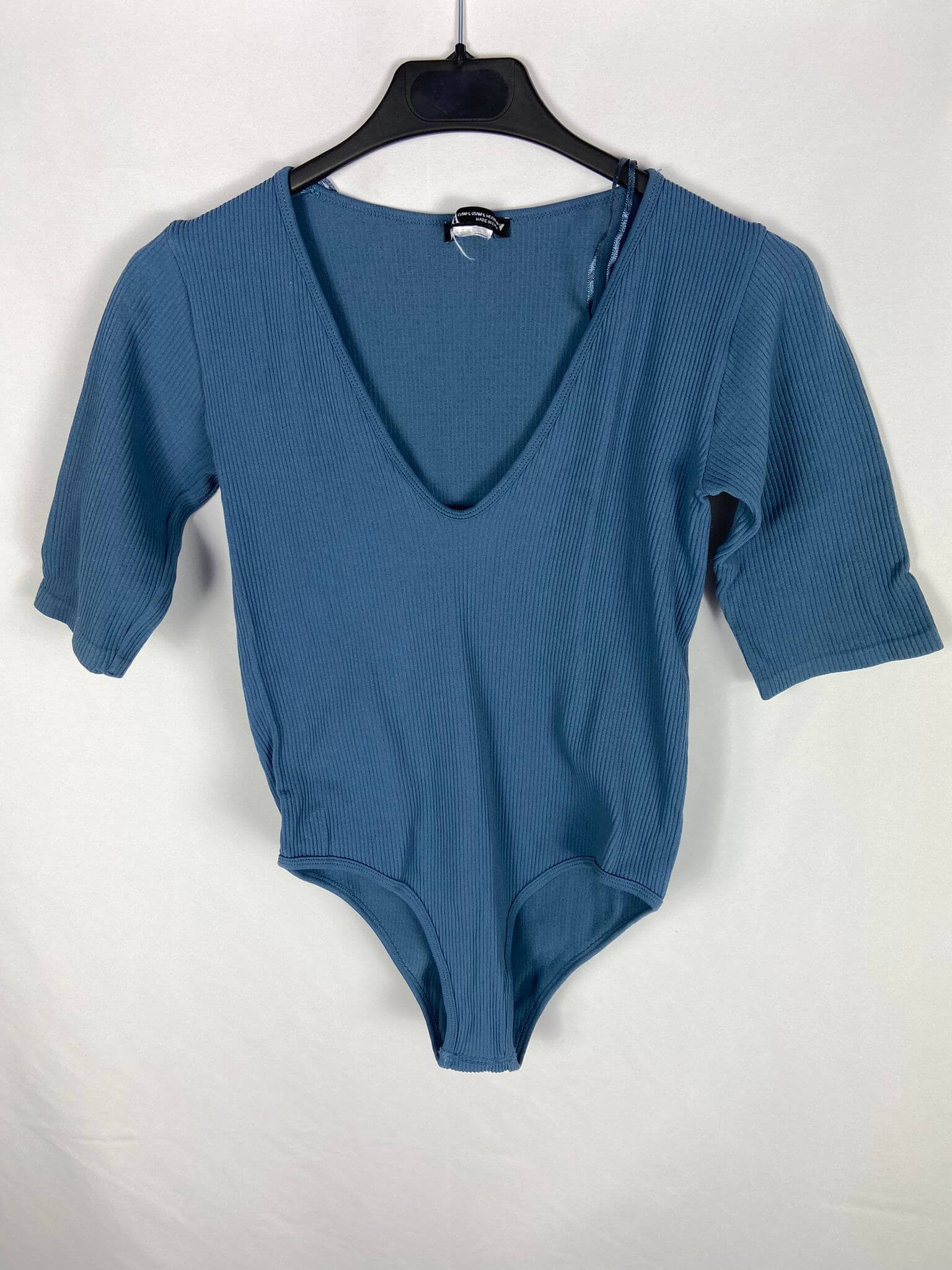 ZARA.Body azul canalé T.L