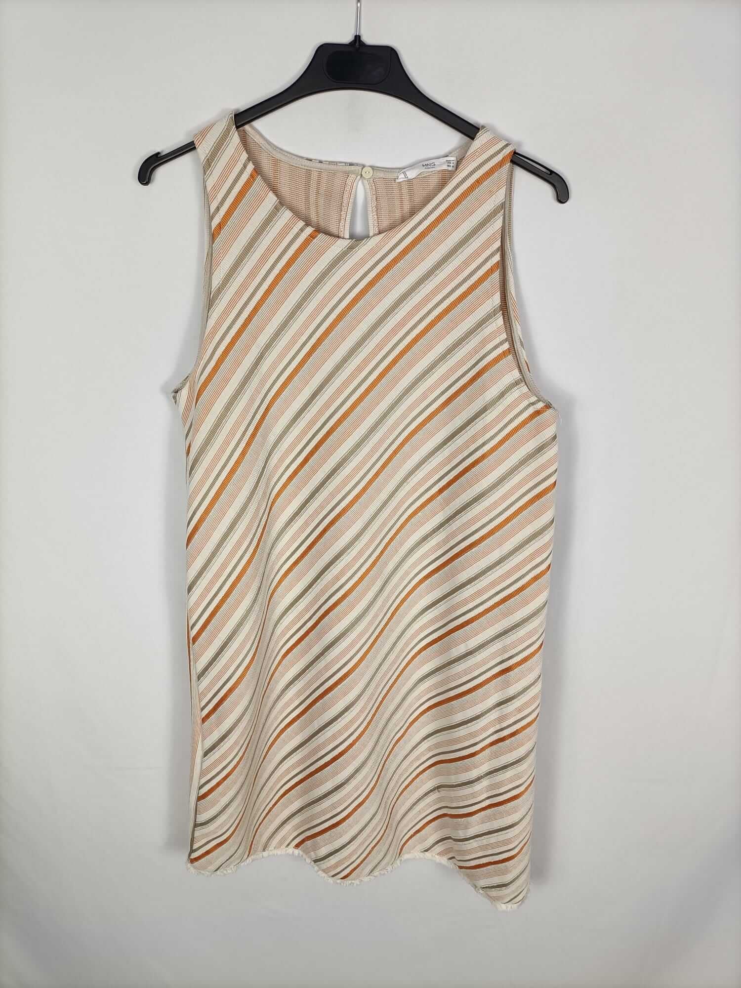 MANGO.Vestido beige rayas T.M