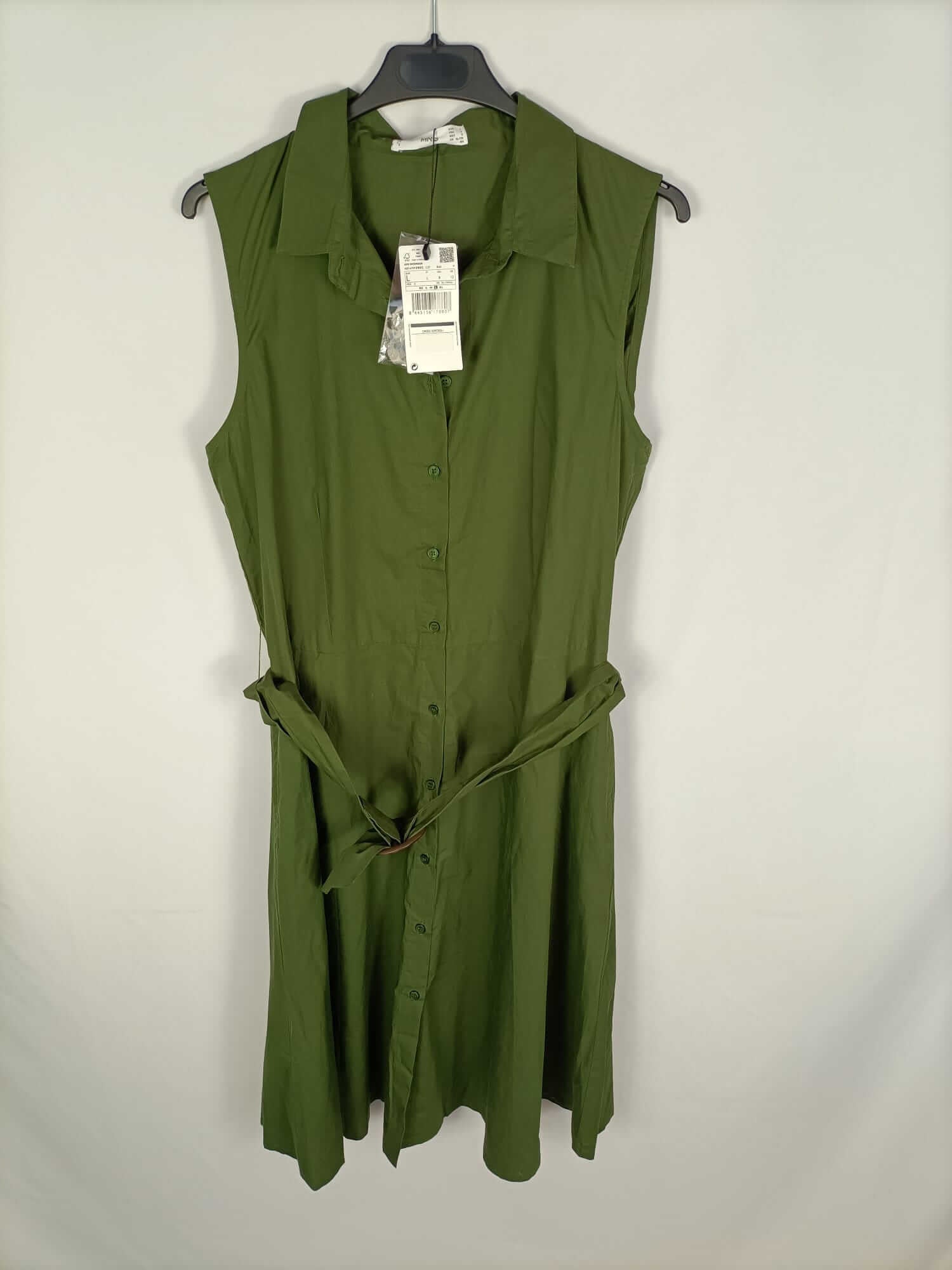MANGO.Vestido verde abotonado T.L