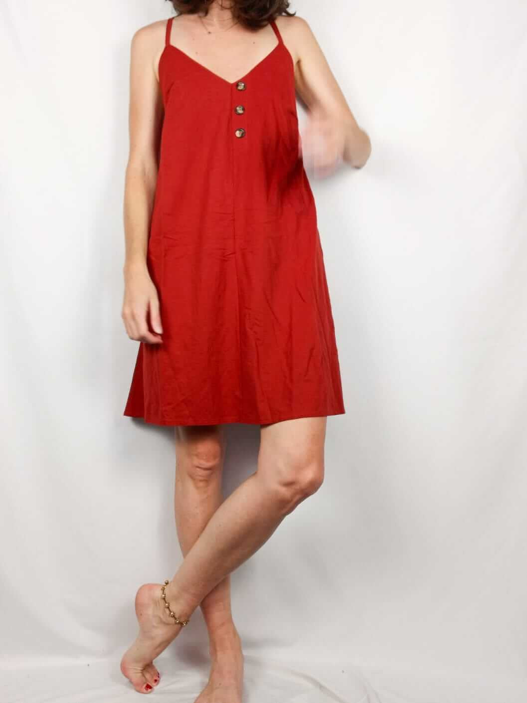 VALENTINA.Vestido elástico botones T.L