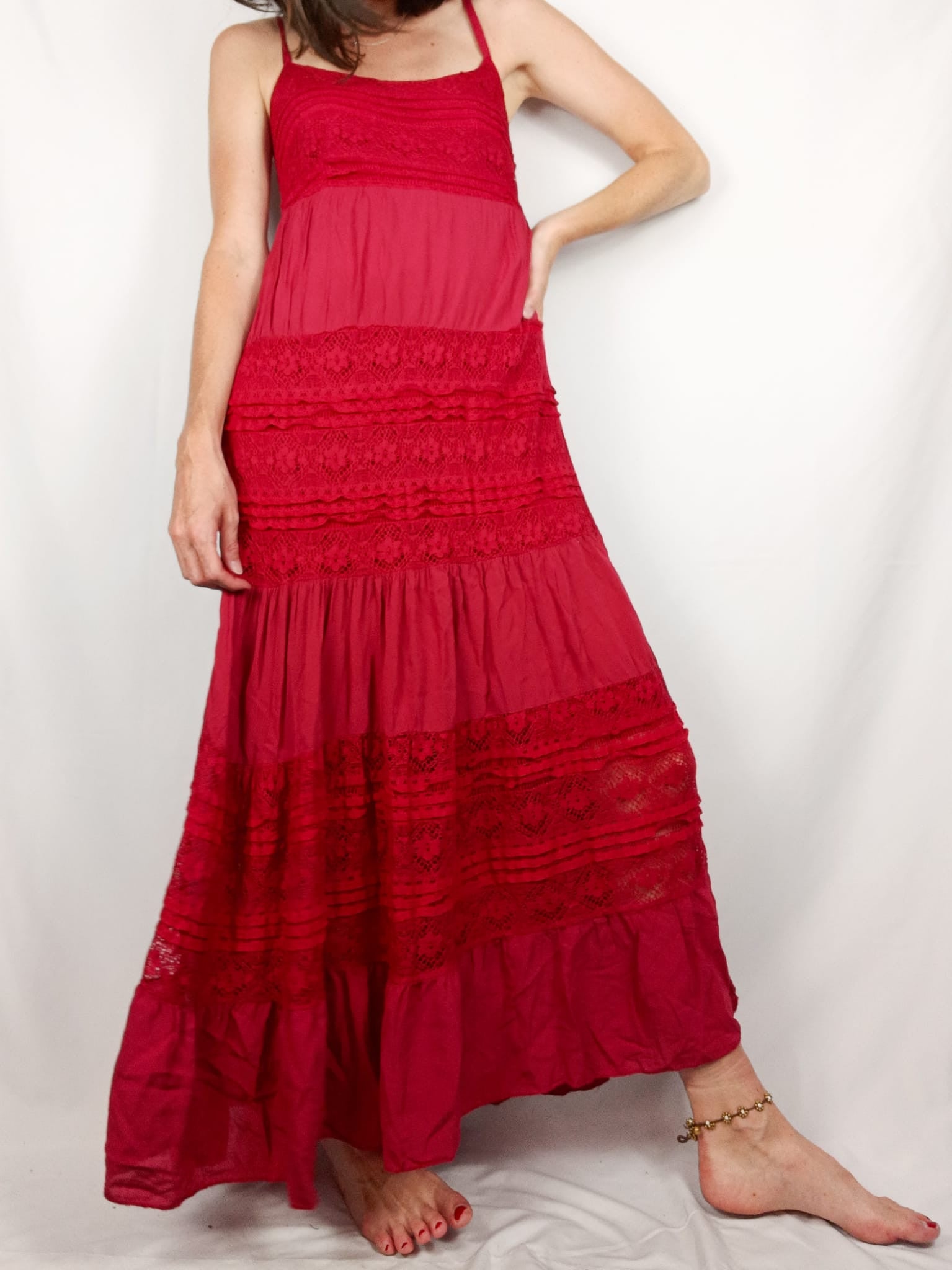 OTRAS.Vestido burdeos doble textura T.s/m