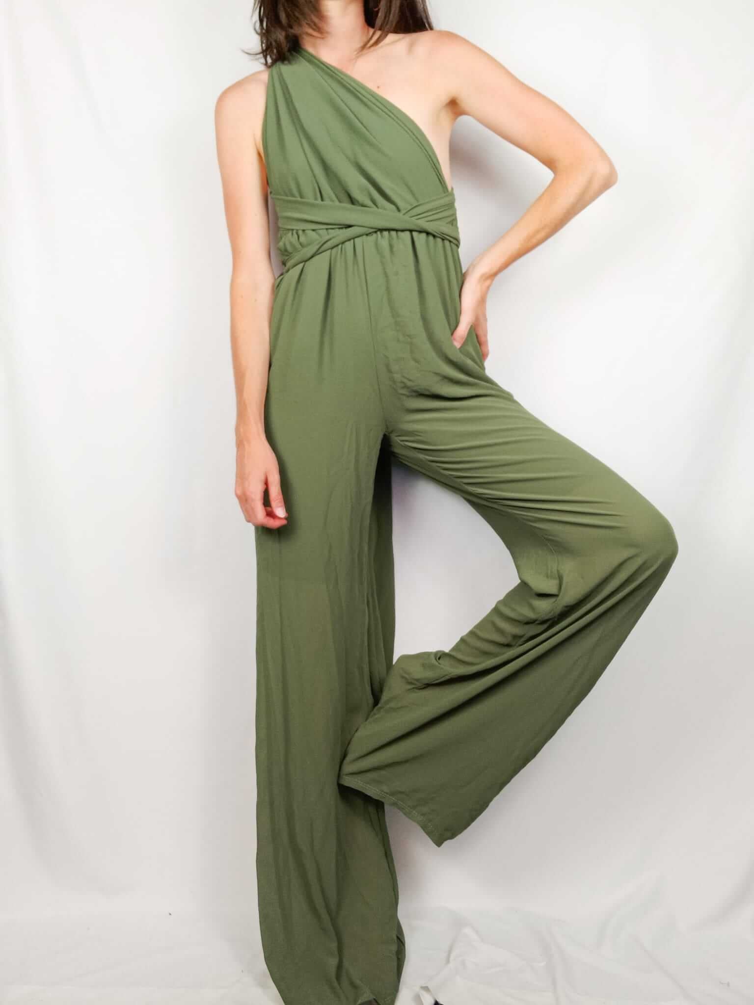 OTRAS.Mono verde escote amplio T.s/m