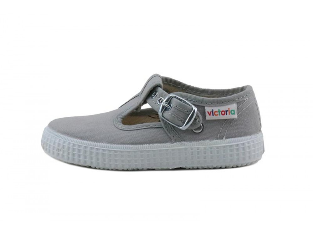 Lona sandalia gris claro con hebilla Victoria