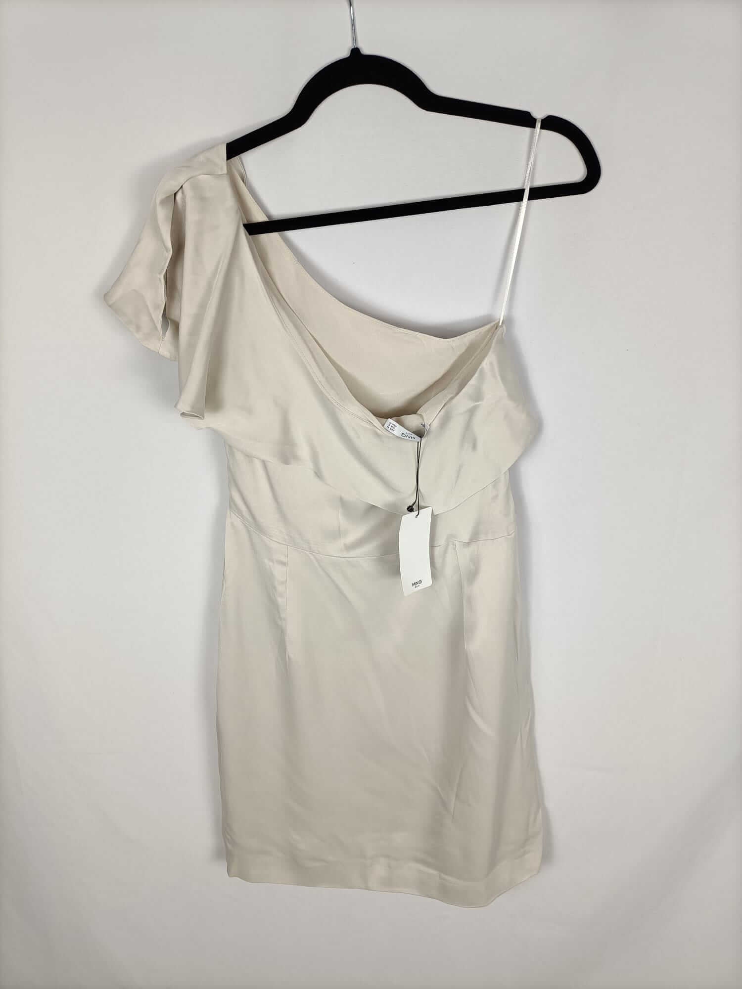 MANGO.Vestido beige asimétrico T.M