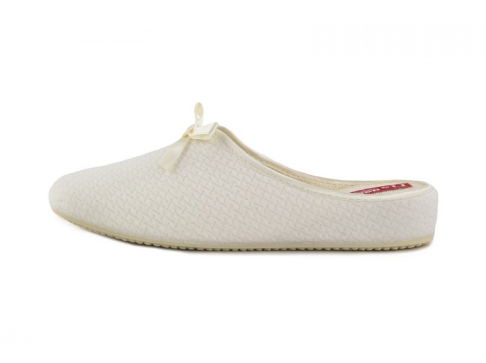 Zapatilla para casa abierta beige con lazo Norteñas