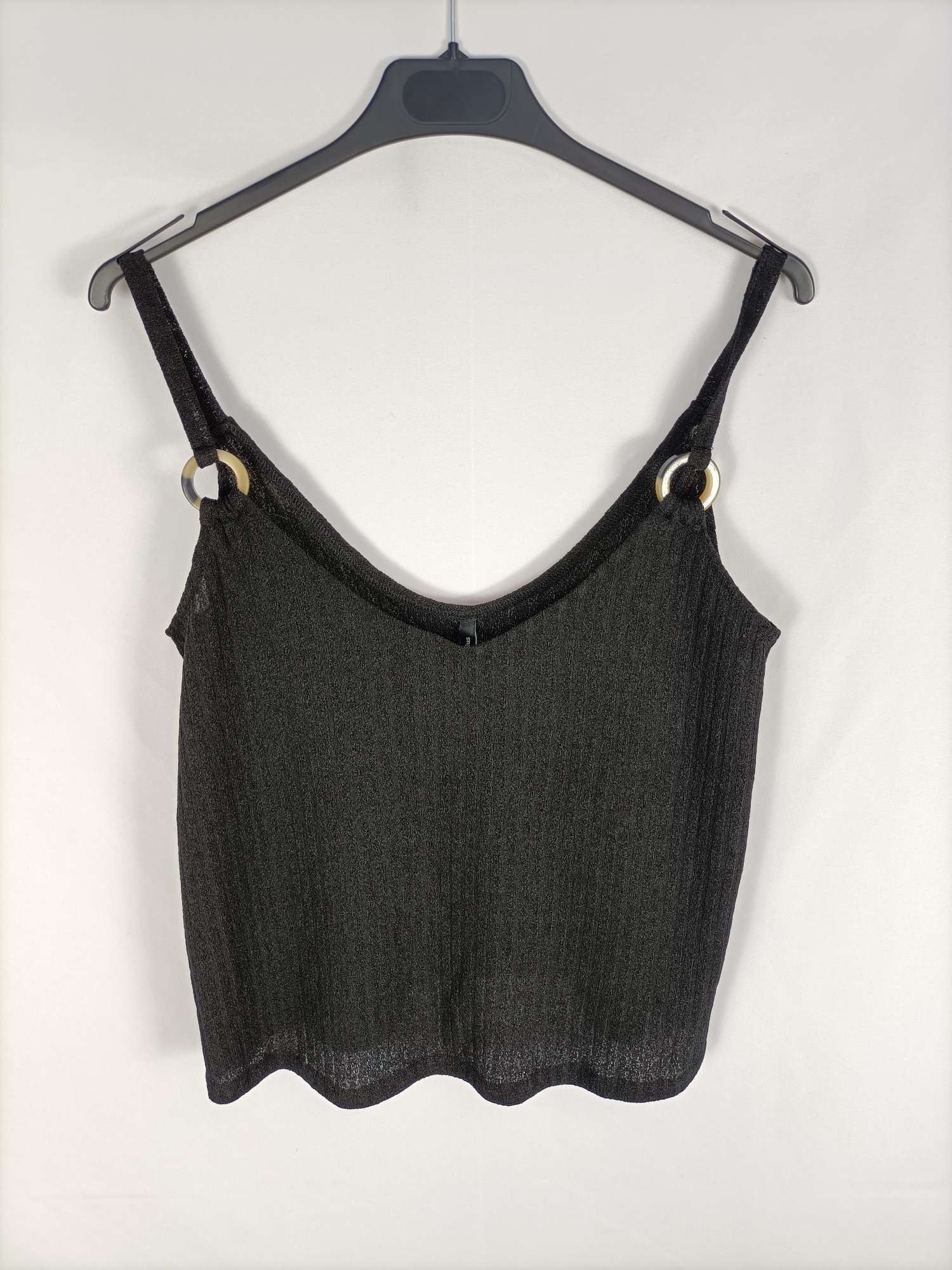 STRADIVARIUS.Top negro fluido T.s