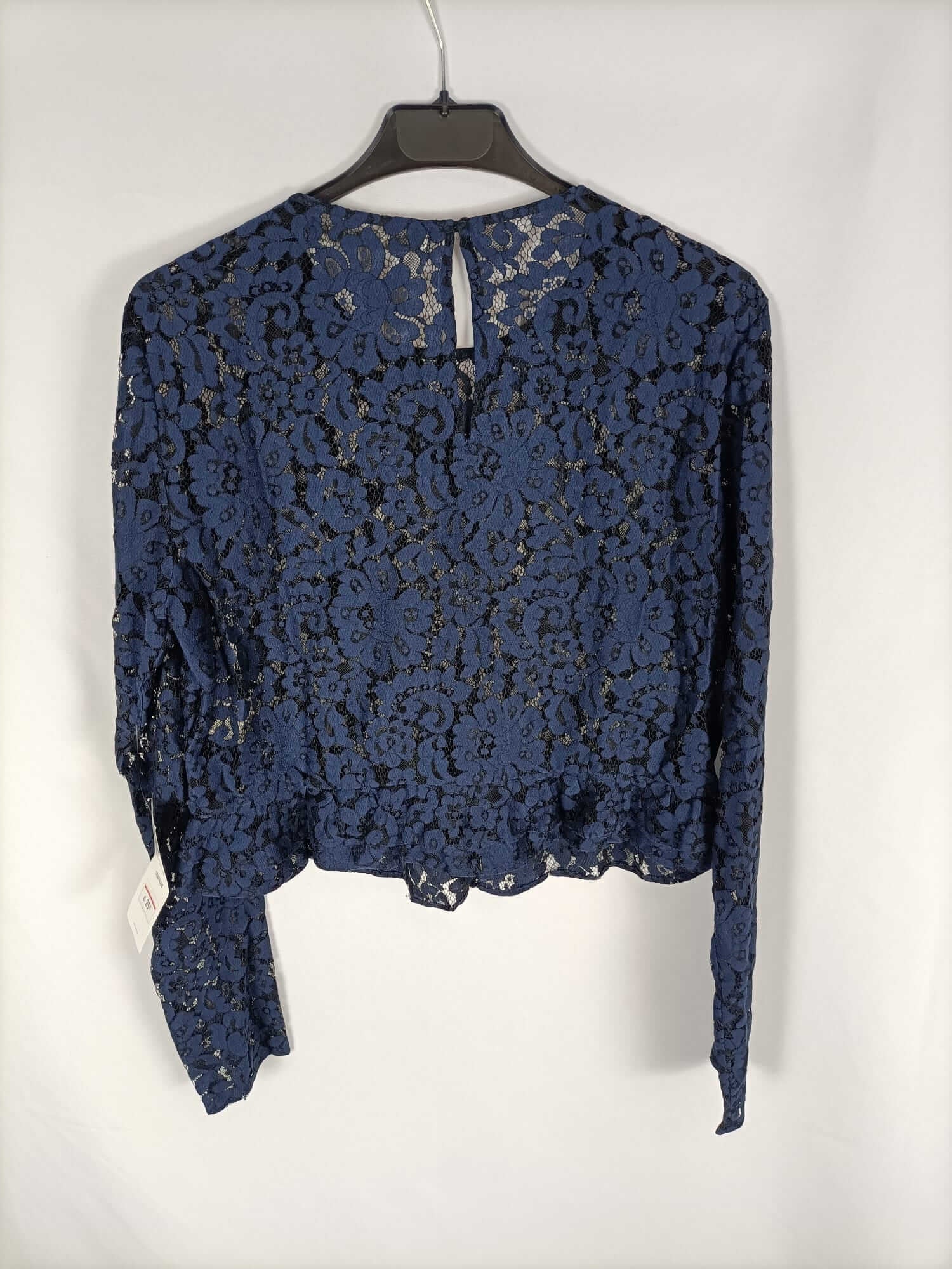 ZARA.Top azul encaje T.L