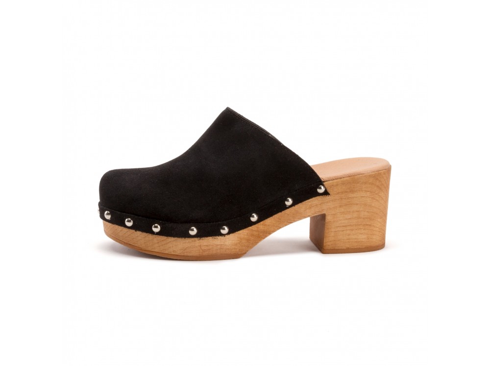 Zueco serraje negro con tacón 6699 Pepa&Cris