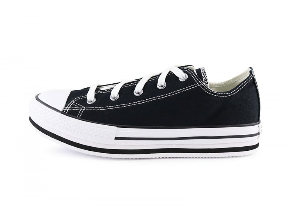 Zapatilla de lona negra junior con plataforma Converse