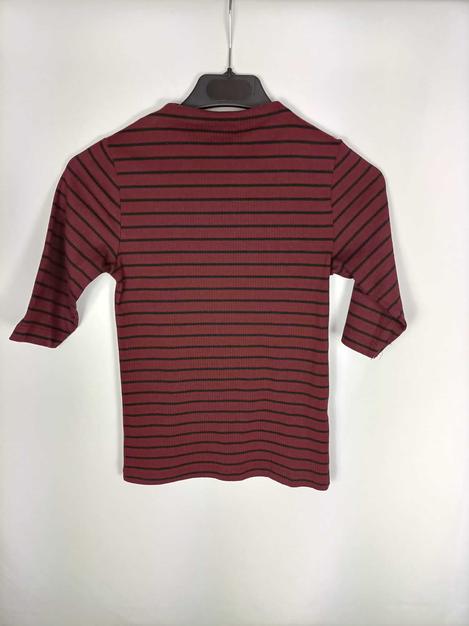 PULL&BEAR.Top rayas burdeos y negro T.s