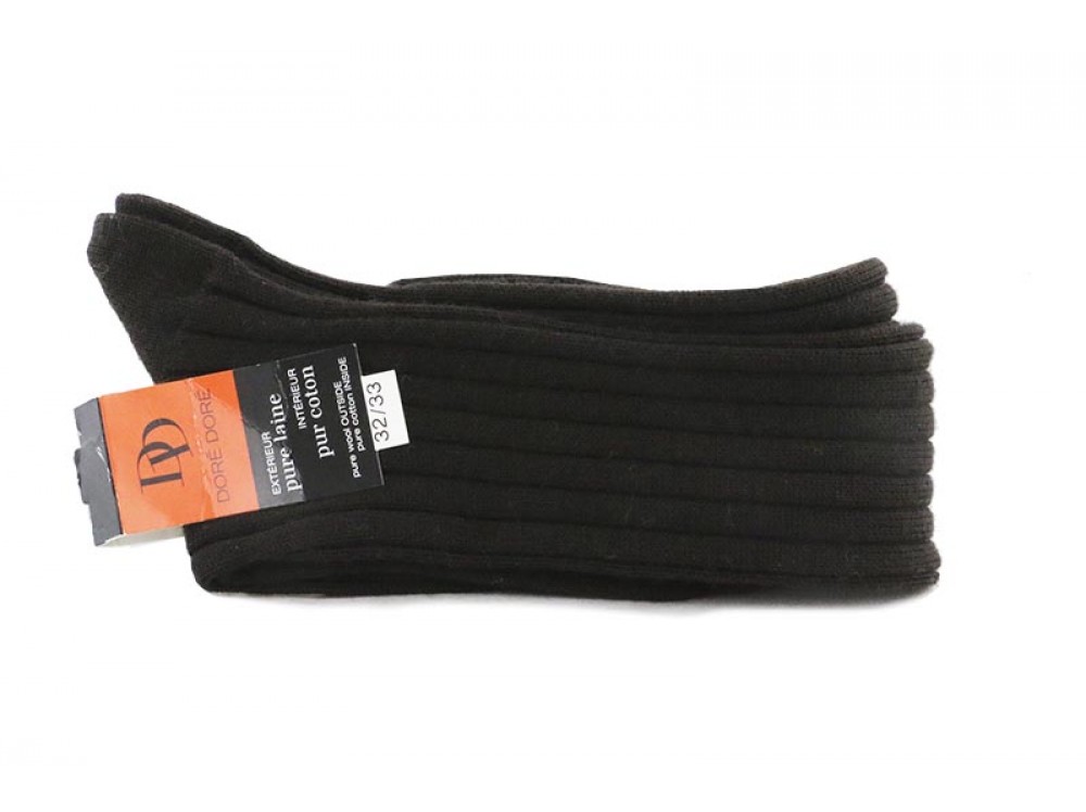 Calcetín alto marrón oscuro de lana con canalé Doré Doré