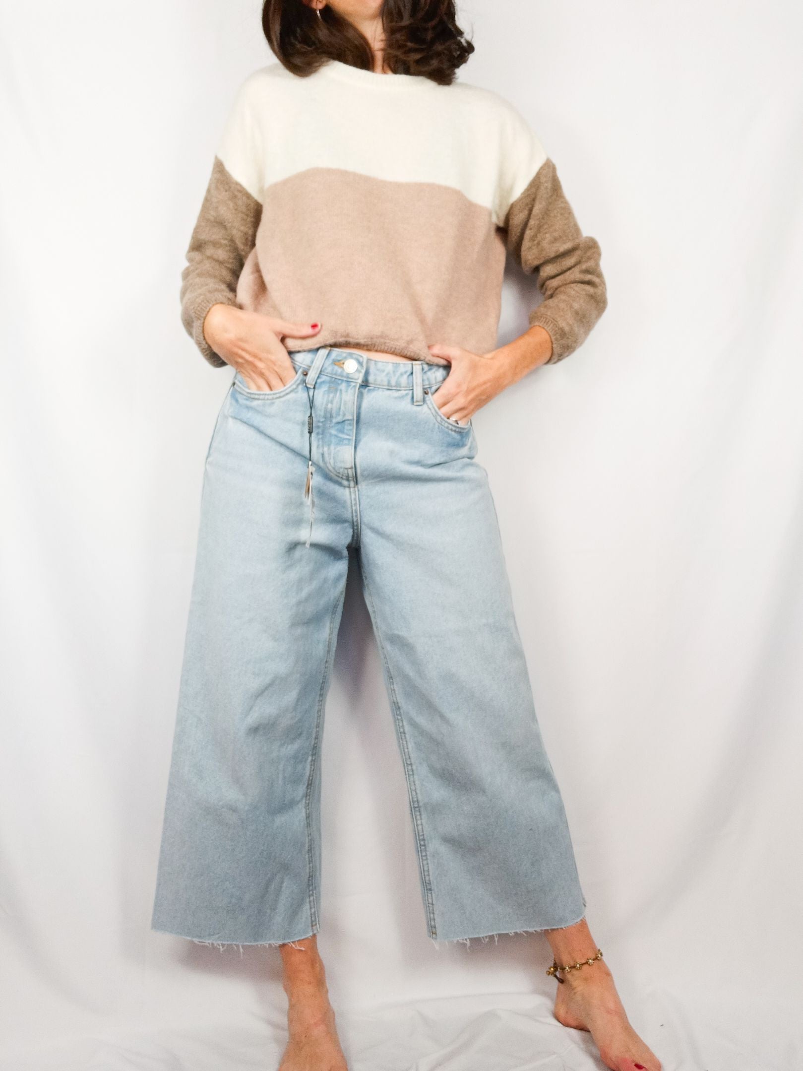 PULL&BEAR.Jersey corto tricolor T.xs