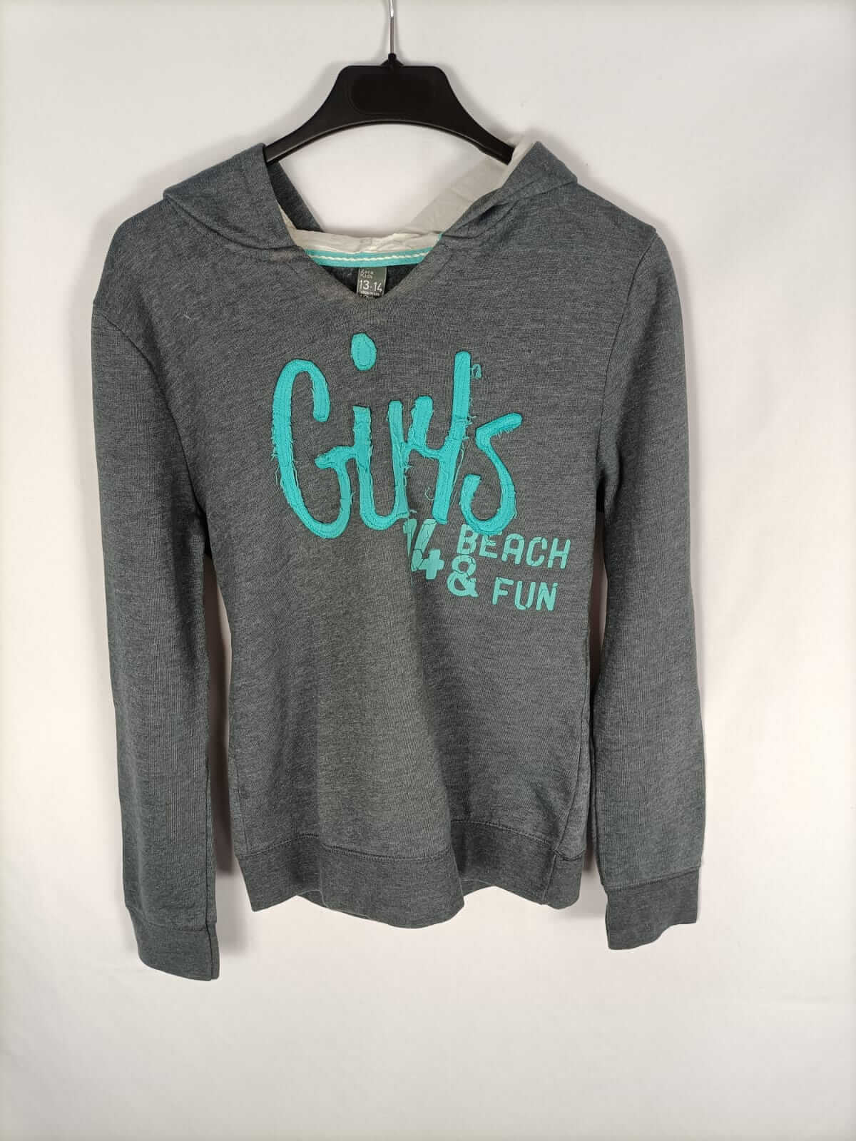 ZARA KNIT. Sudadera gris letras T.13/14