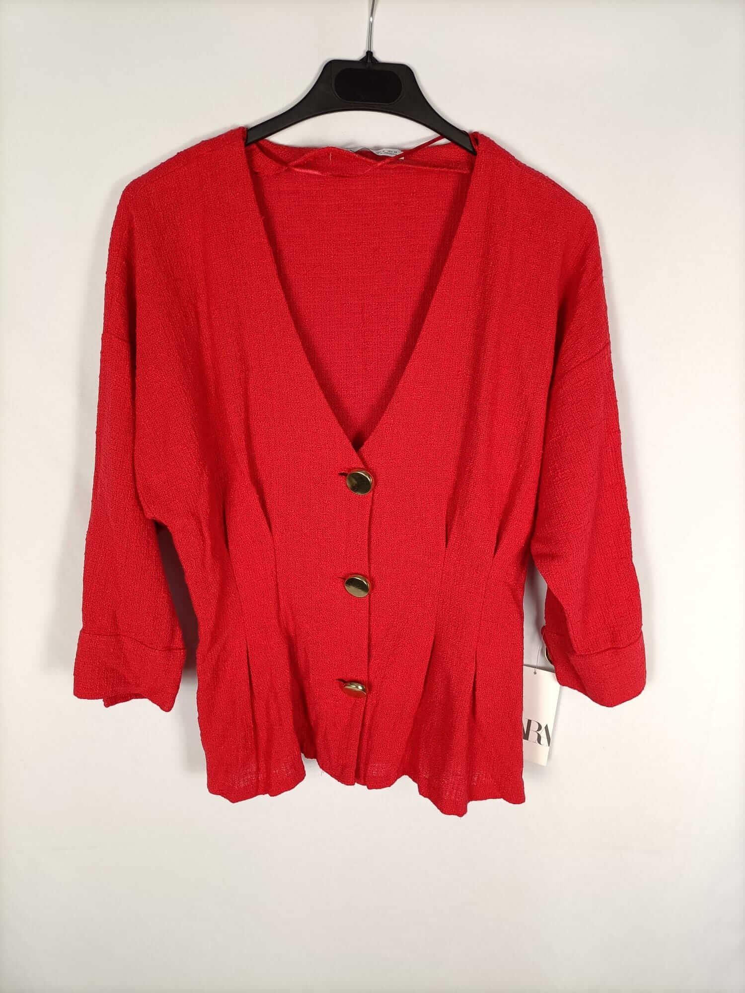 ZARA. Blus roja tweed T.m