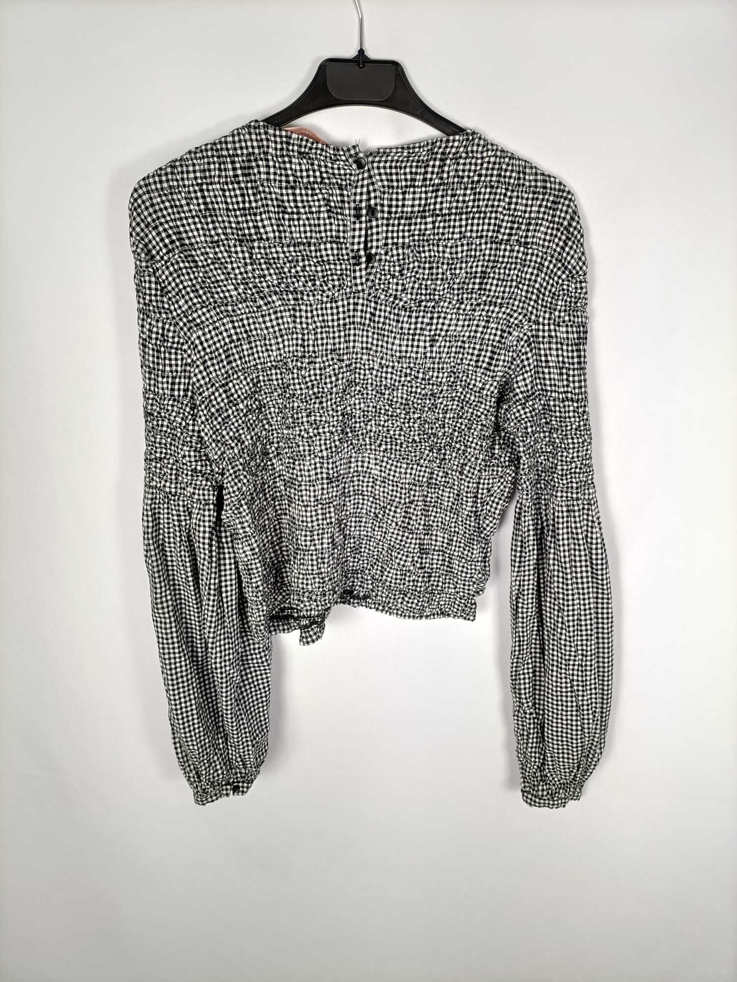 ZARA. Top fruncido cuadros vichí T.m
