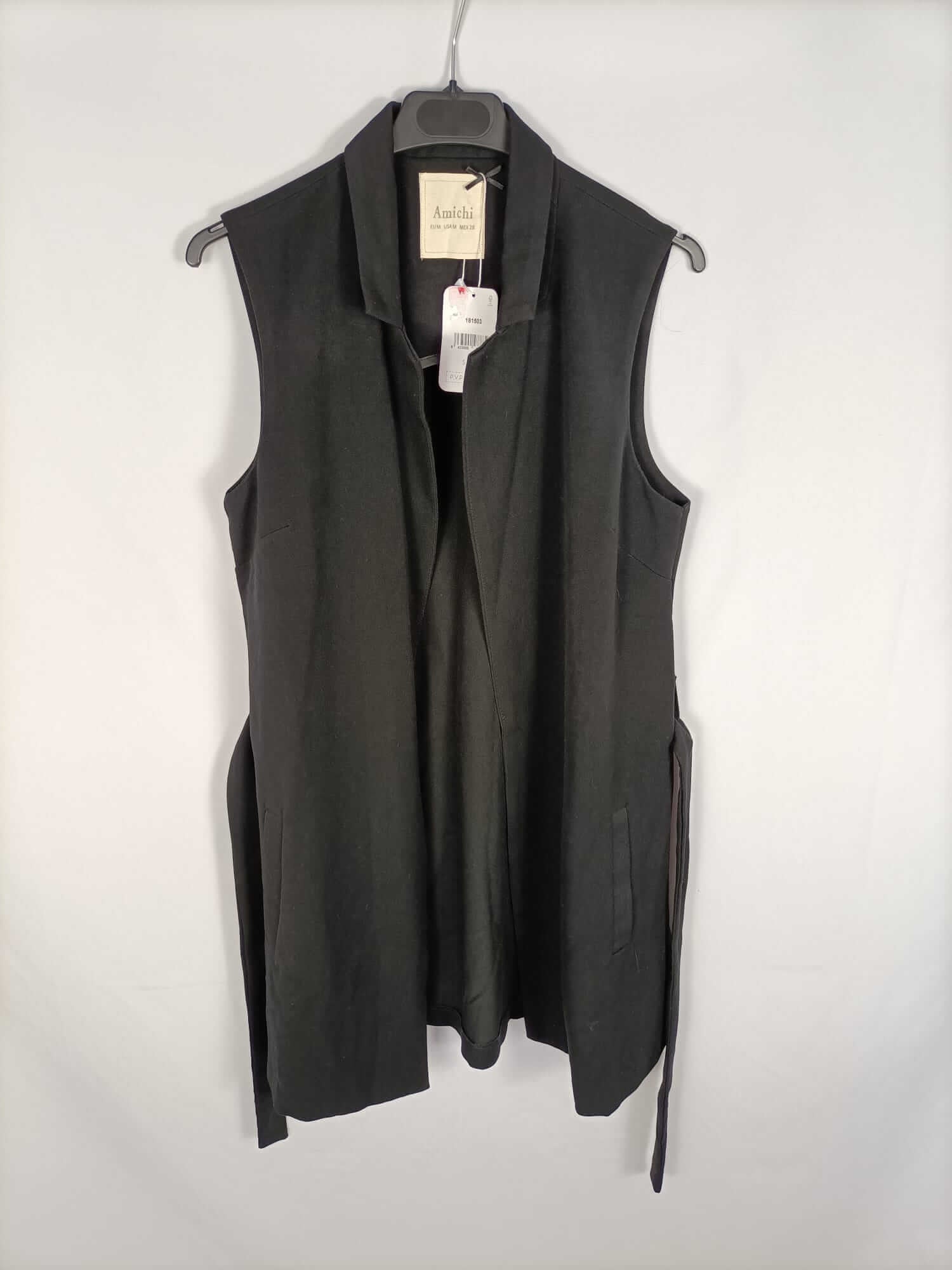 AMICHI. Chaleco negro cruzado T.m