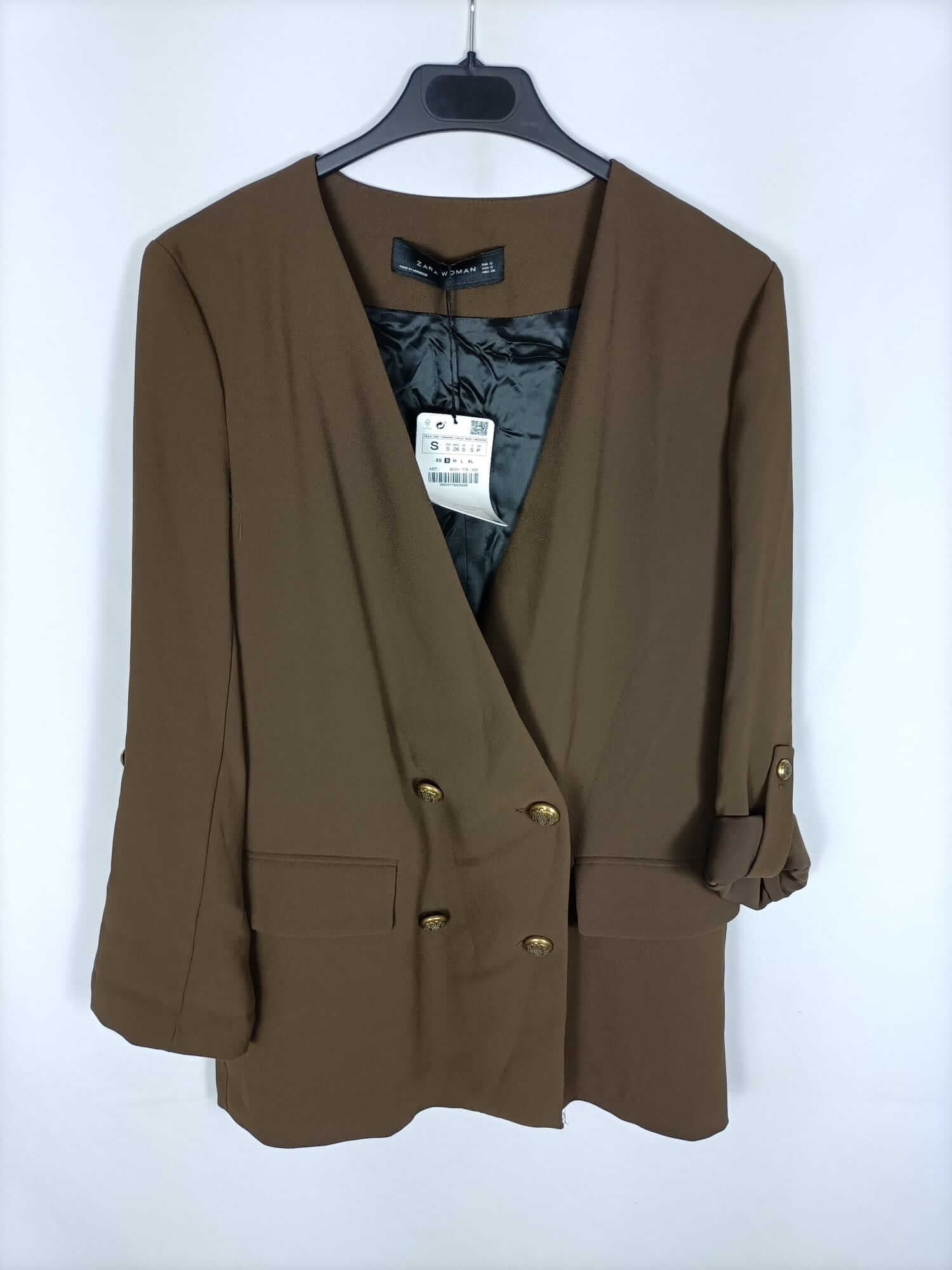 ZARA. Blazer verde cruzada T.s