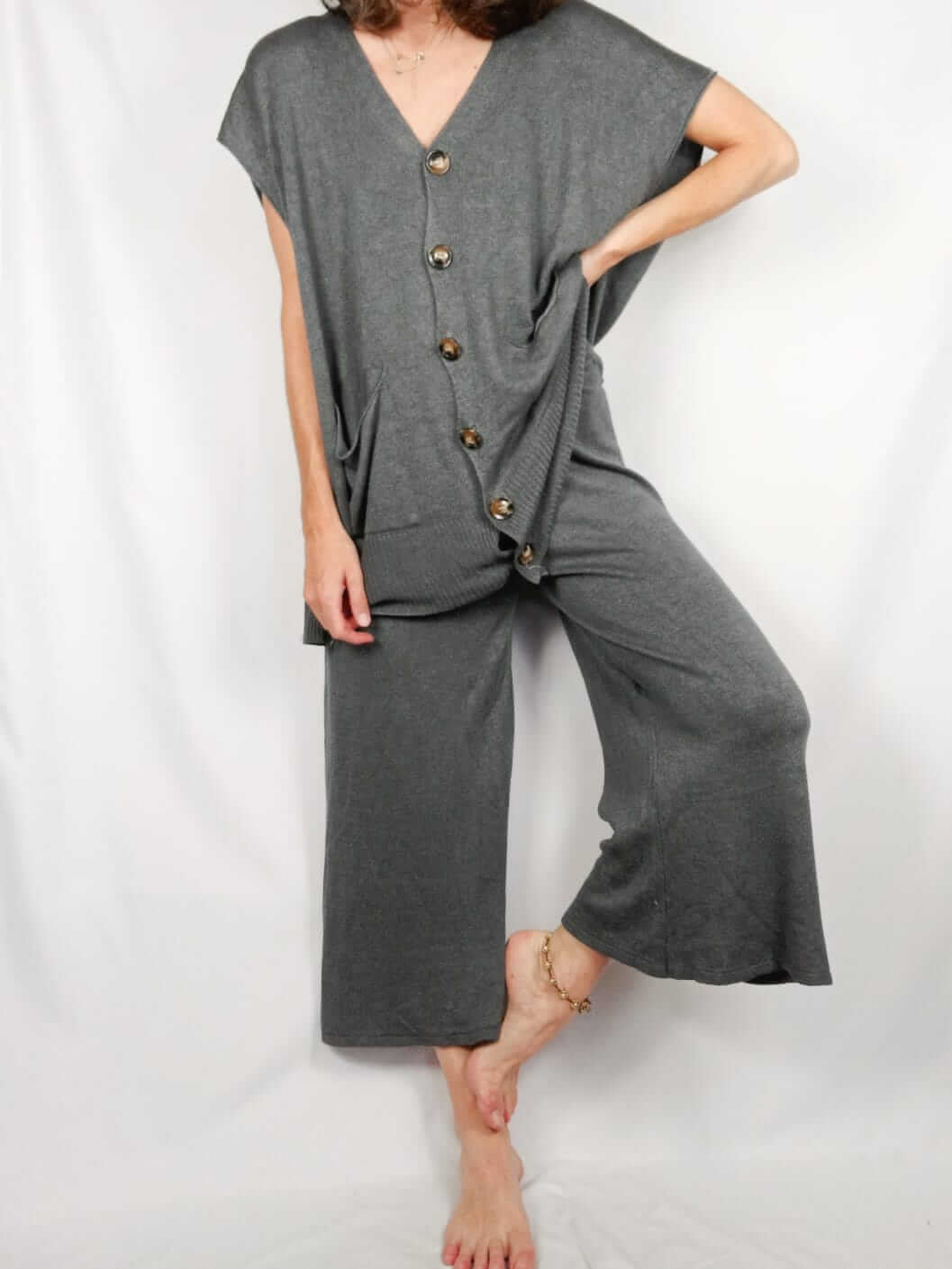 BUGANVILIA. Pantalón gris punto TU (s/m)