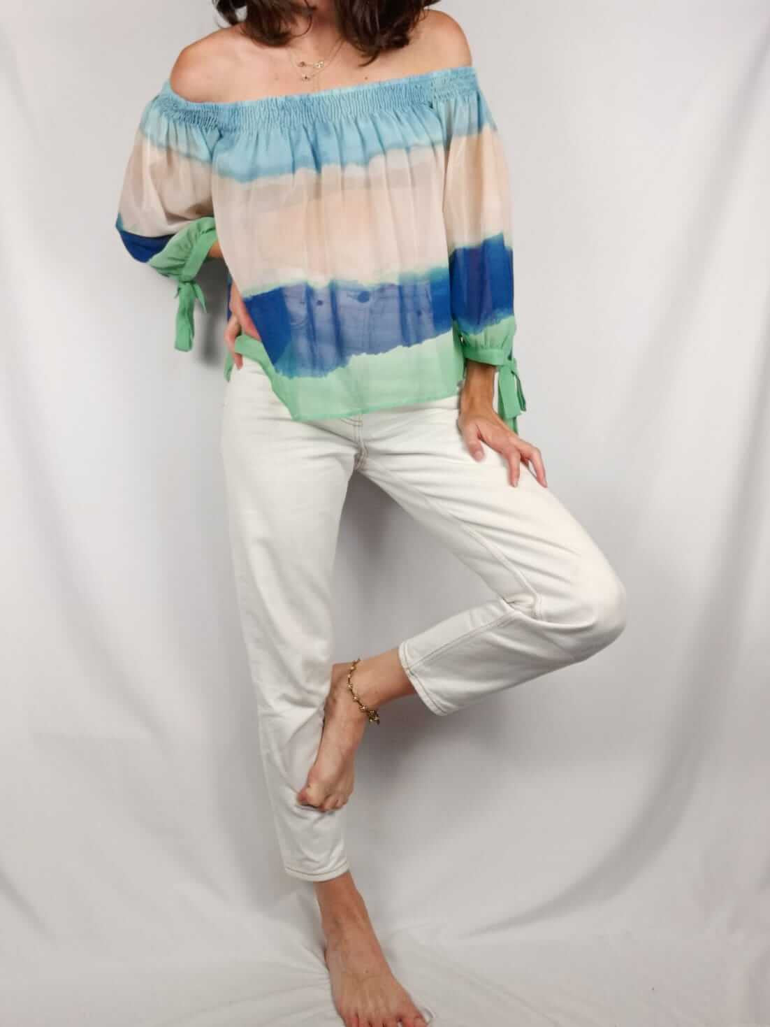 ZARA. Blusa tricolor T.m