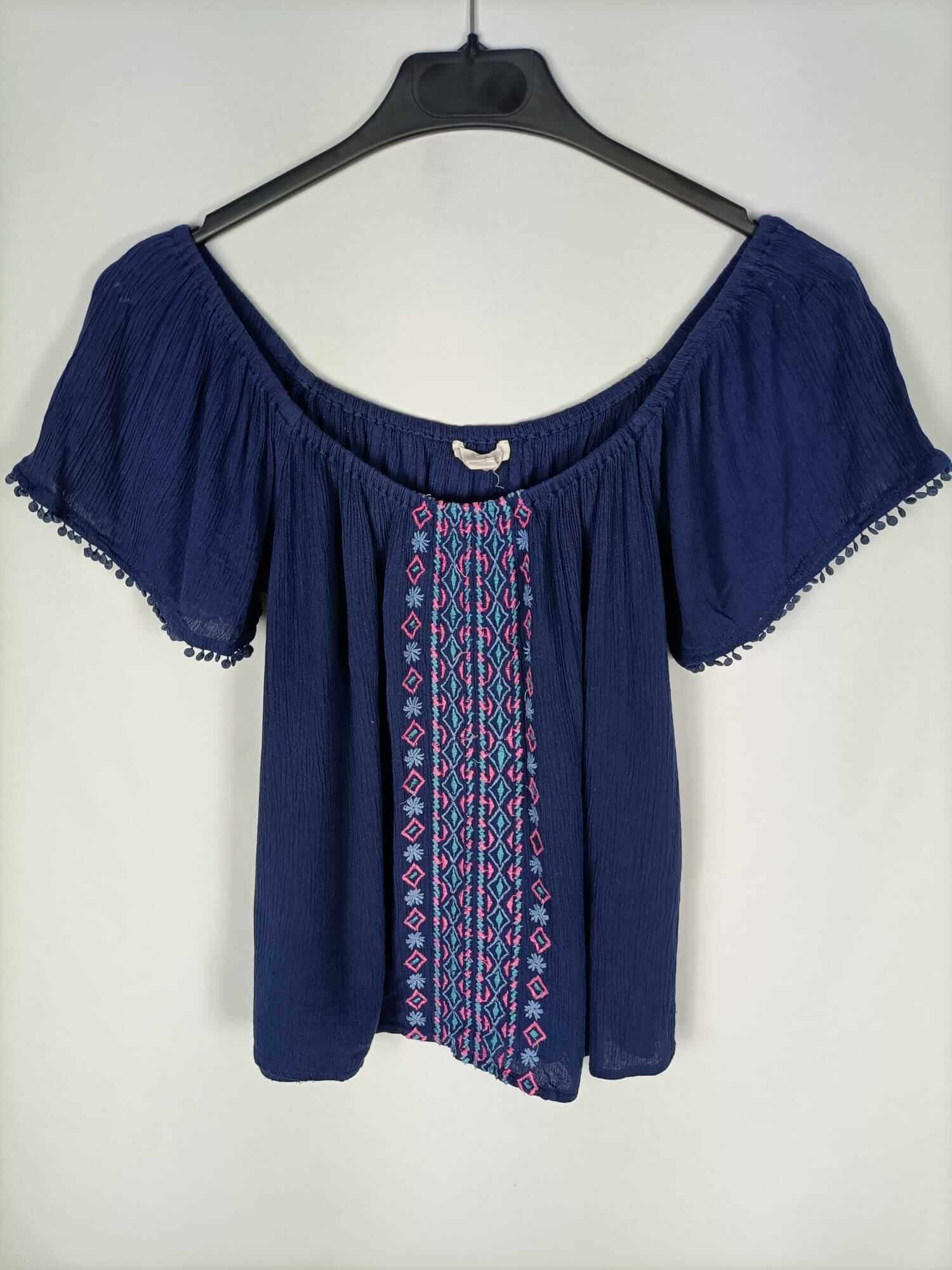 SPRINGFIELD.Top azul detalle étnico T.36