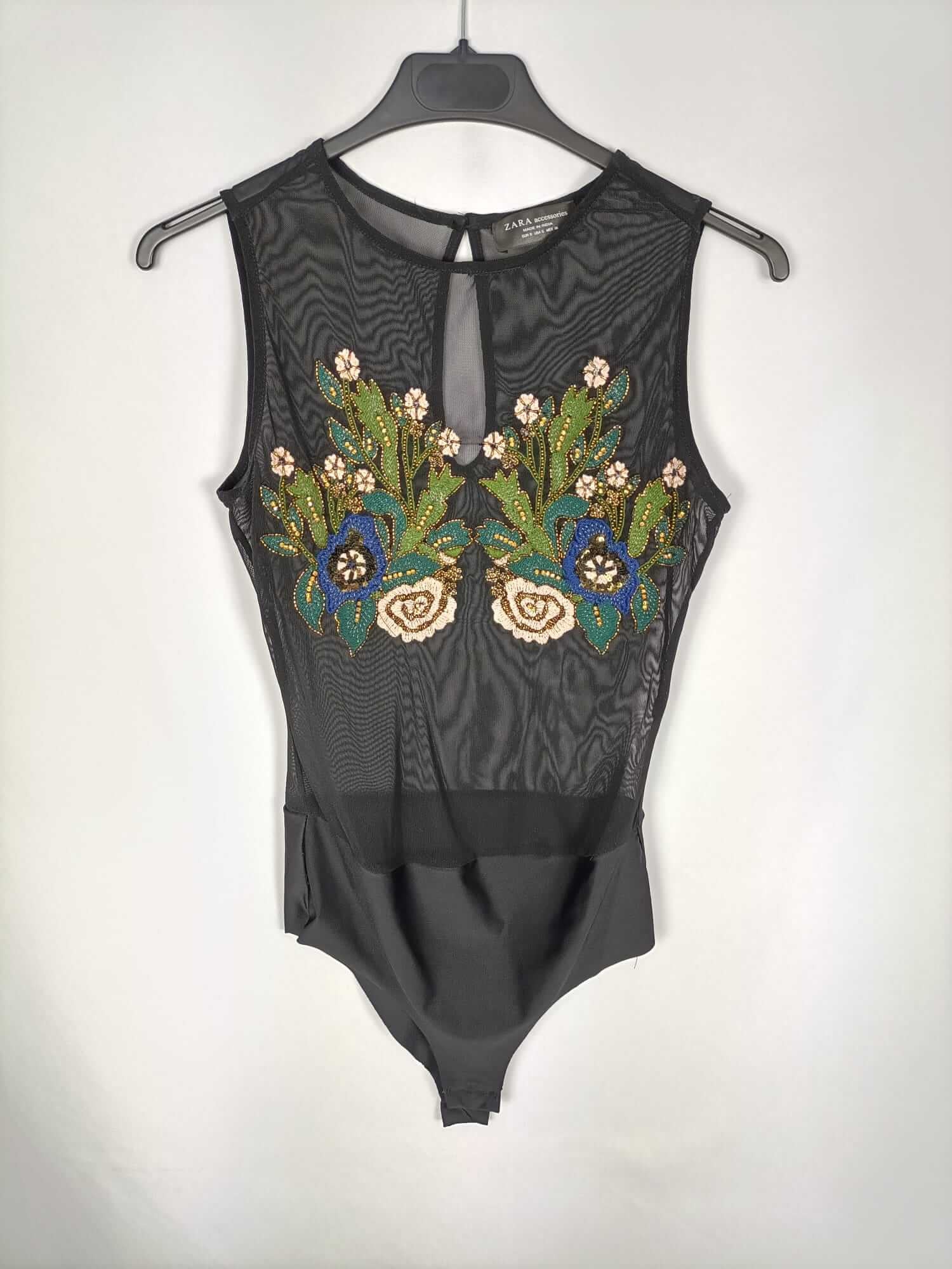 ZARA.Body rejilla abalorios T.s