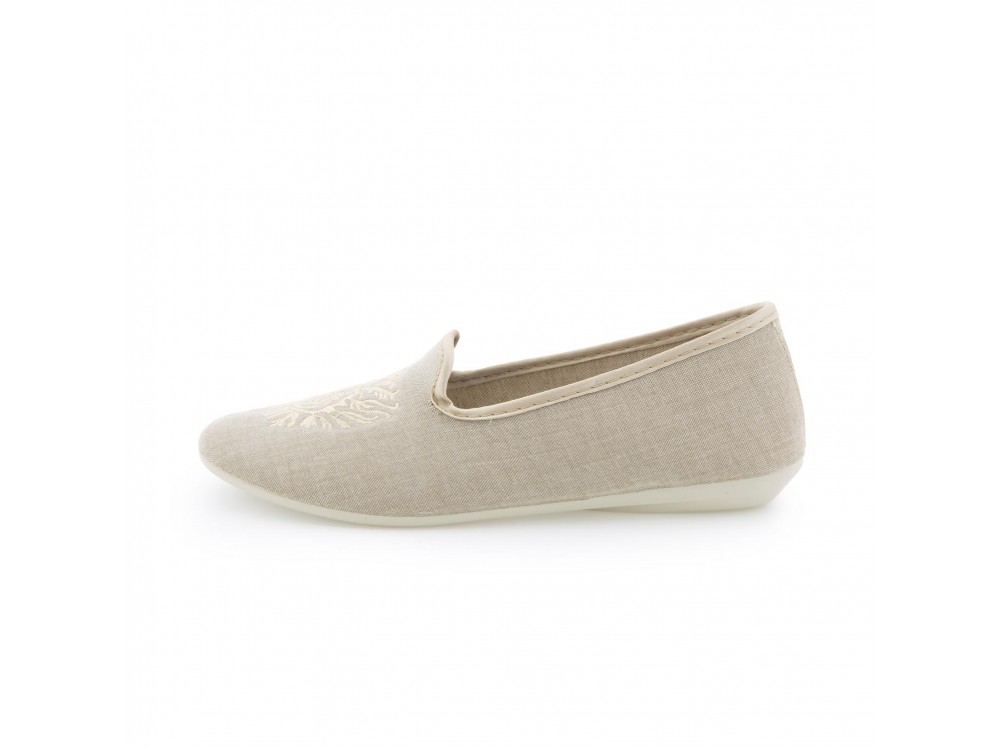 Zapatilla copete de algodón beige oscuro 698025 de Norteñas