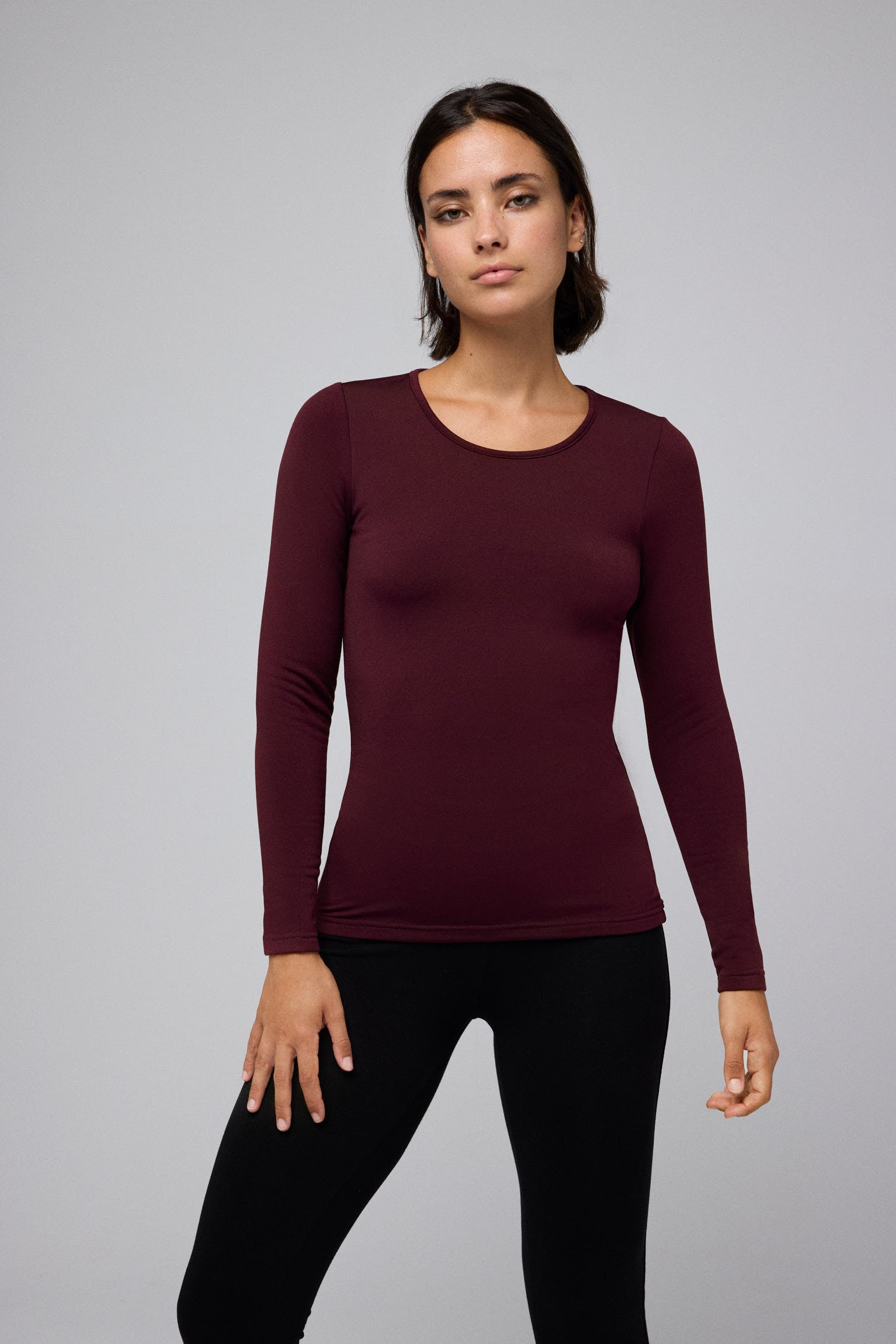 Camiseta interior térmica manga larga burdeos