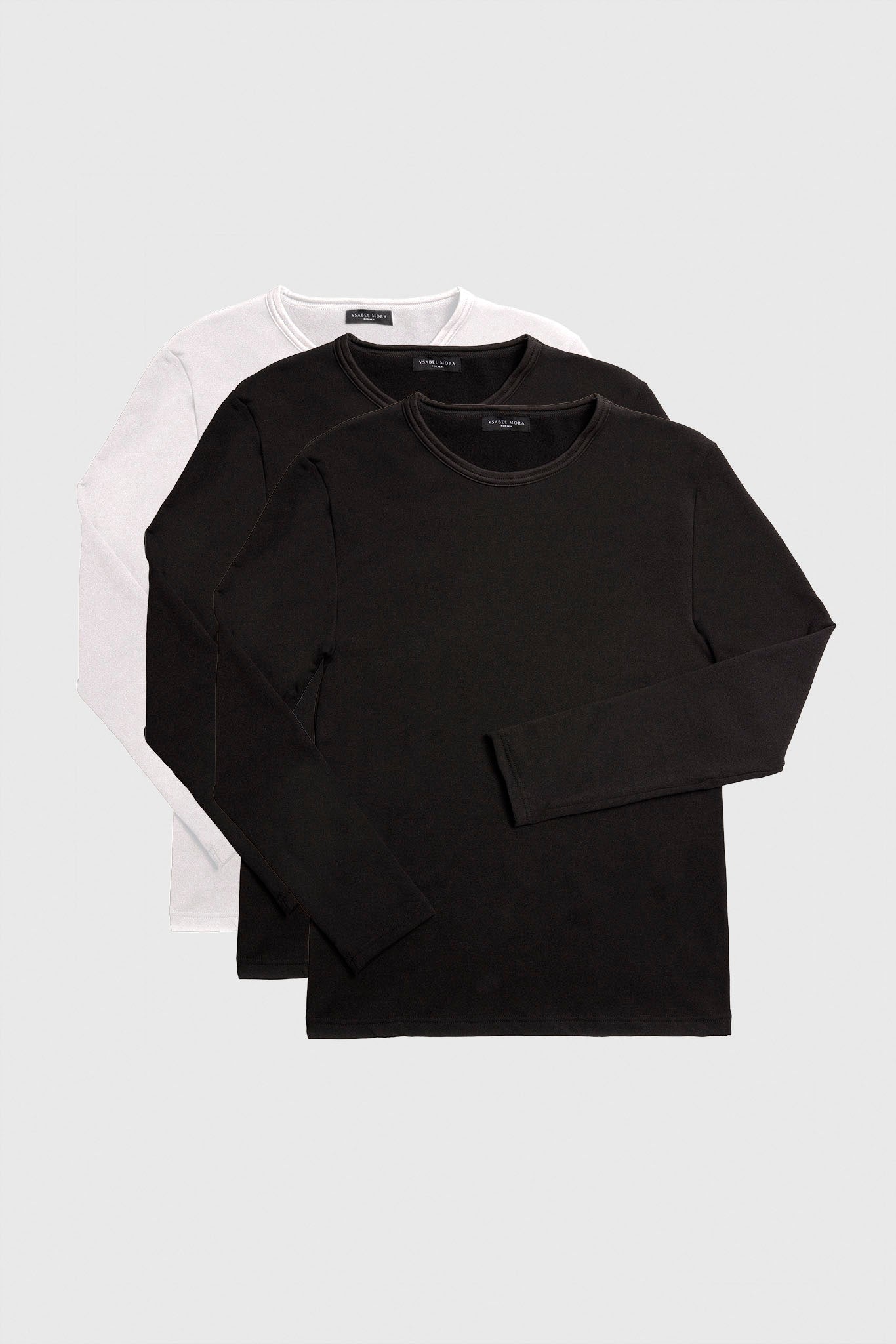 Pack 3 camisetas térmicas negro y blanco mujer manga larga