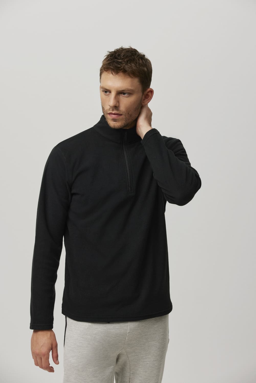 Forro polar media cremallera hombre negro